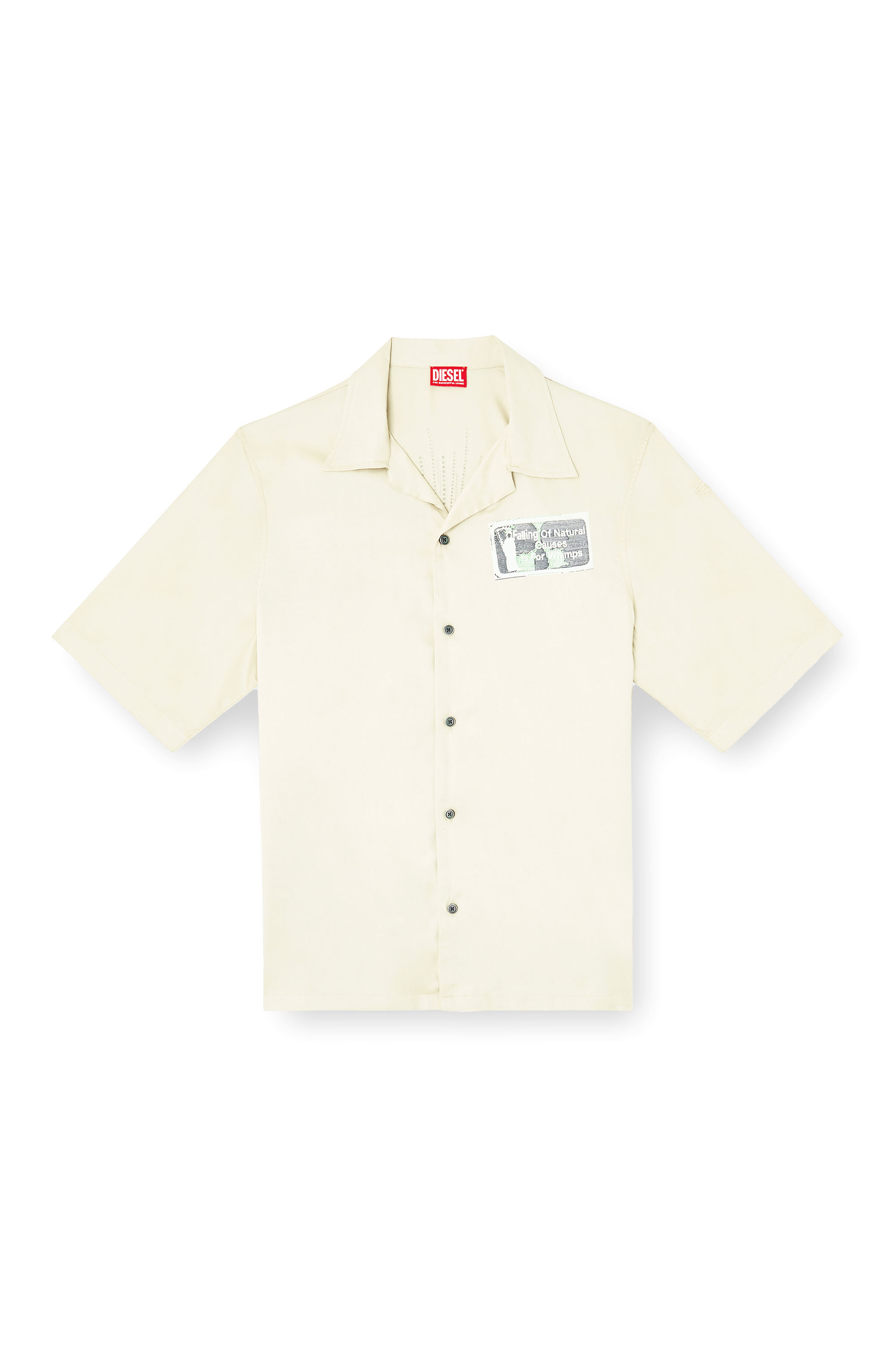 Diesel - S-BRACK-B-EPBR, Chemise en TENCEL™ avec motif graphique en strass Homme in Beige - 4