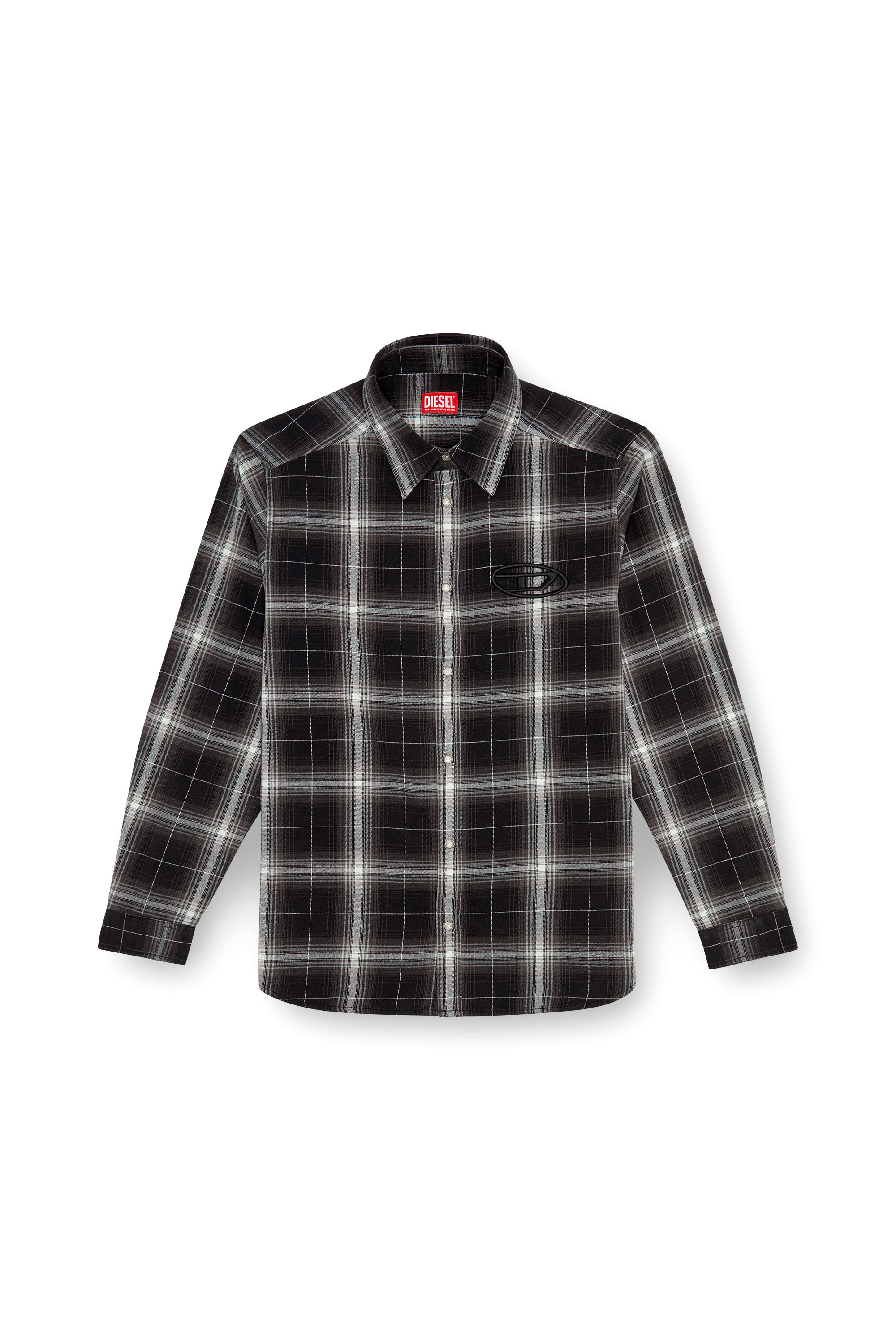 Diesel - S-SIMPLY-A, Chemise en flanelle à carreaux Homme in Noir - 3