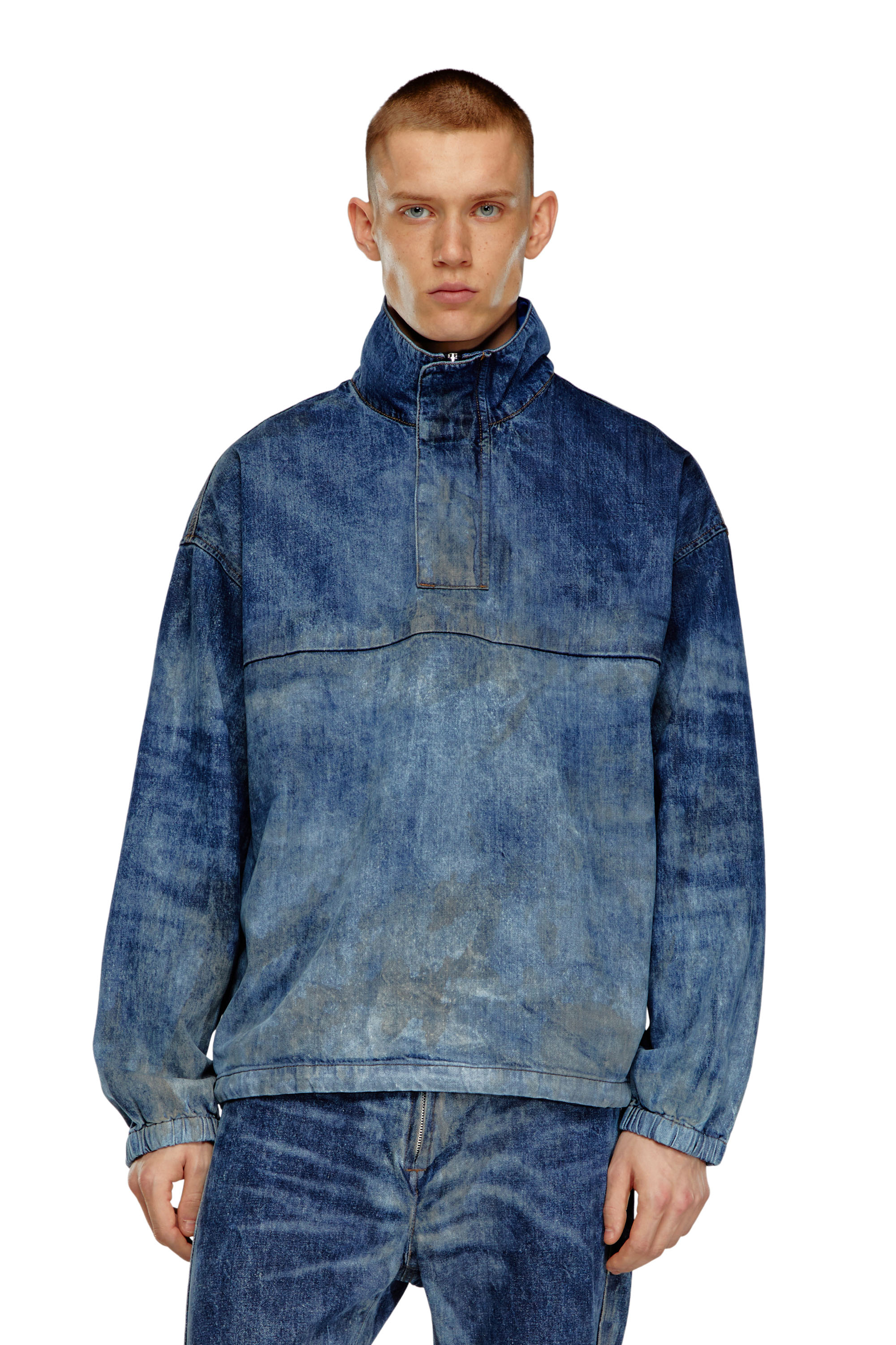 Diesel - D-FLOW-FSE, Veste pull en denim effet sali Homme in Bleu - 6