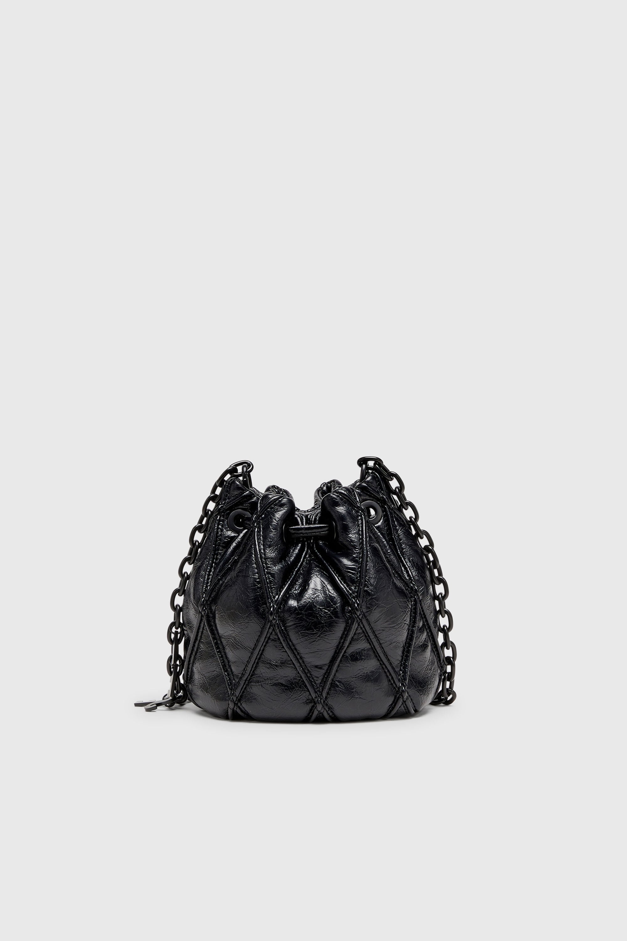 Diesel - CHARM-D BUCKET S, Woman's Charm-D - Bucket bag in shiny quilted PU in Black - 2