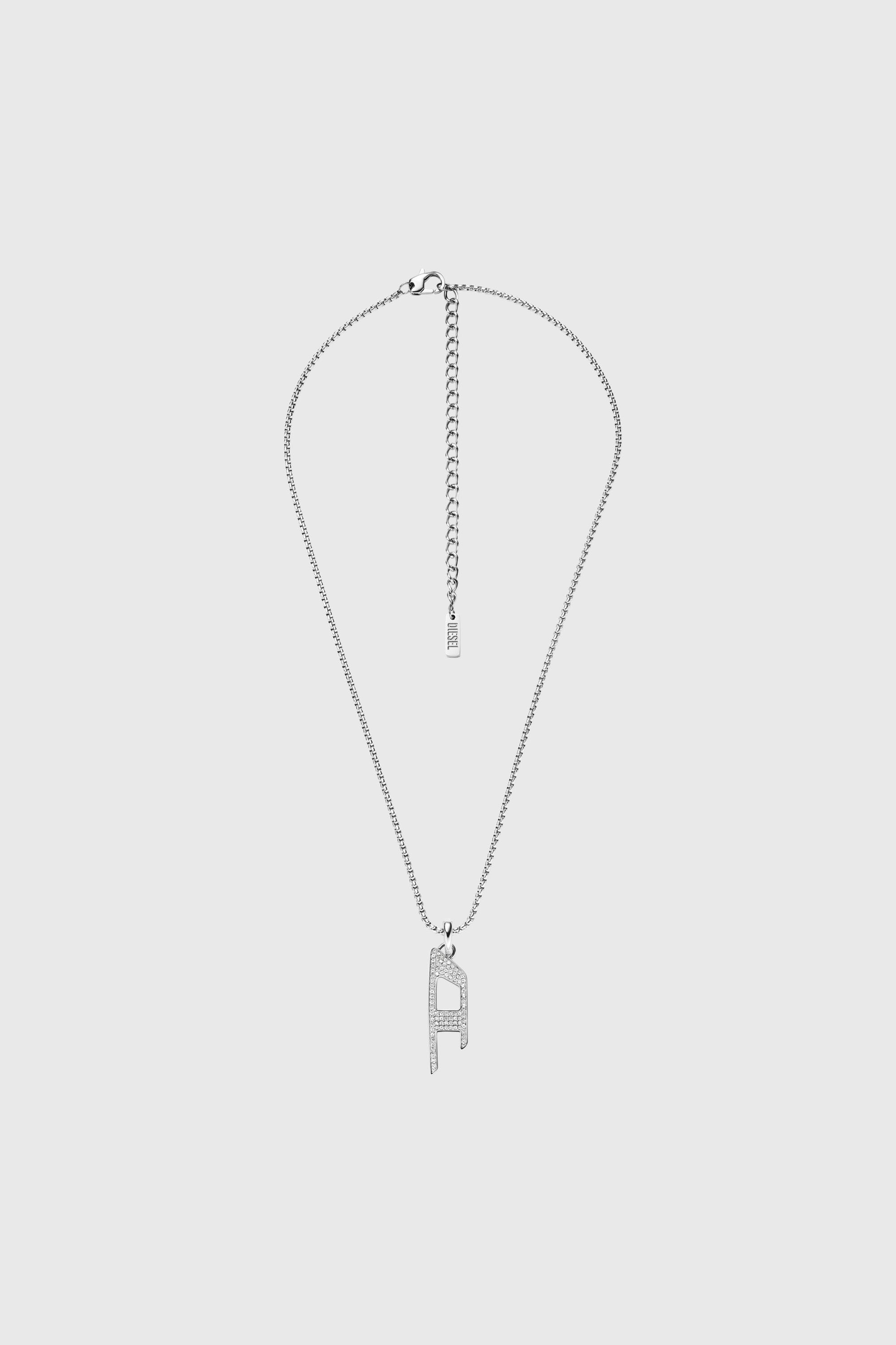 Diesel - DX1624040 JEWELLERY, Collar con colgante brillante de acero inoxidable Unisex in Plateado - 1