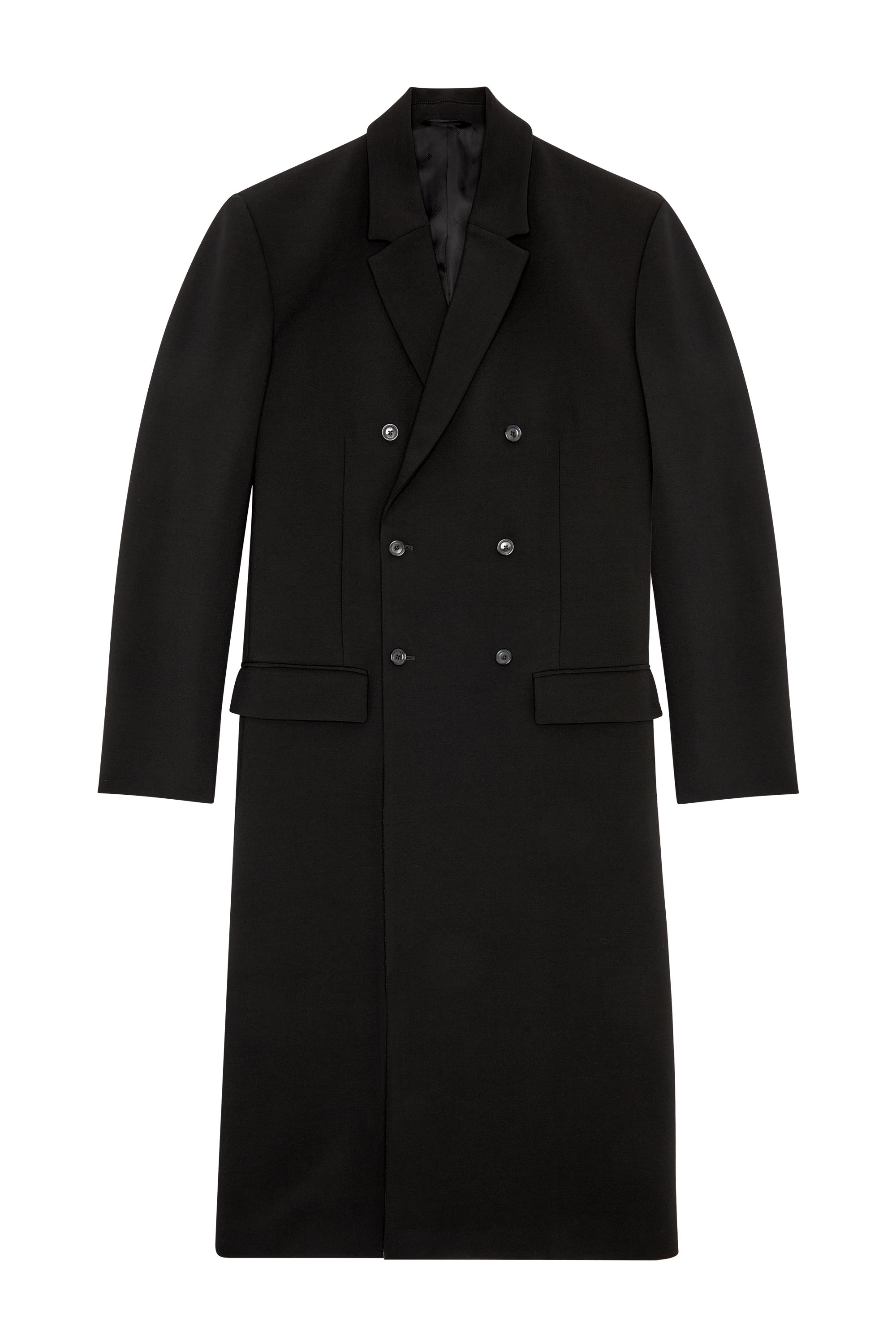 Diesel - J-RITZ, Man's Longline cool wool coat in denim detail in Black - 2