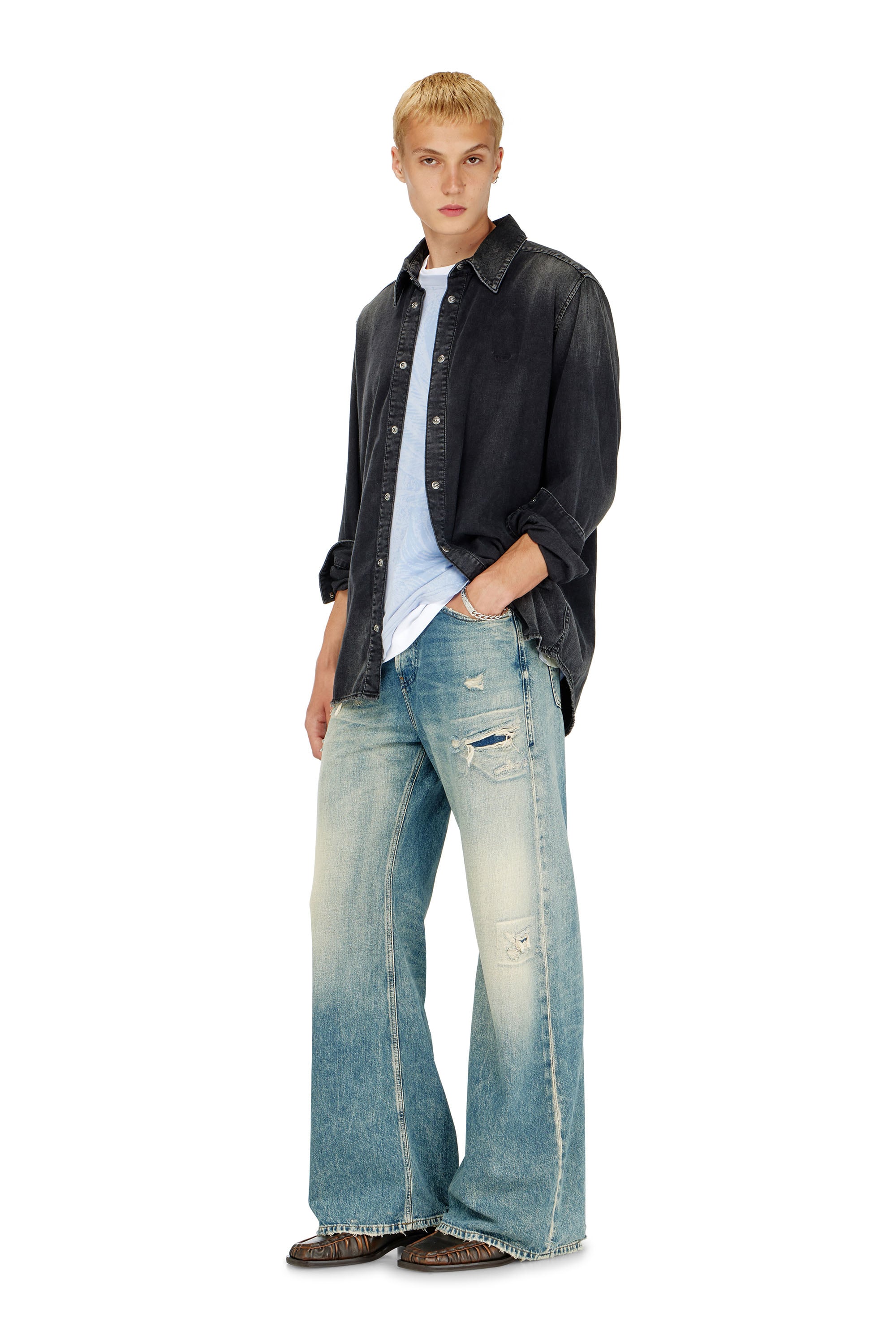Diesel - D-SIMPLY, Chemise en denim &agrave; manches longues Homme in Noir - 1