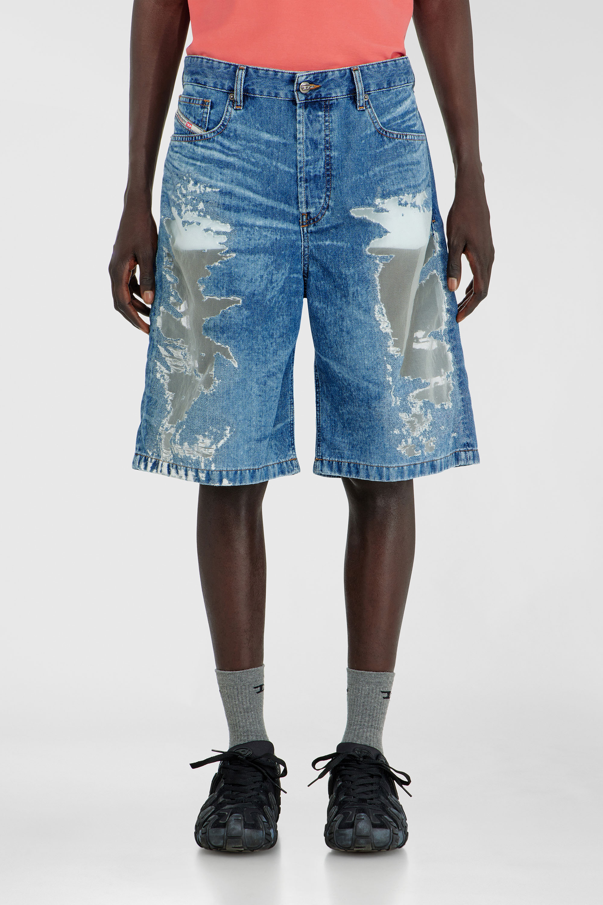 Diesel - PR-DE-SIRE-SHORT, Short en denim devor&eacute; Mixte in Bleu - 1