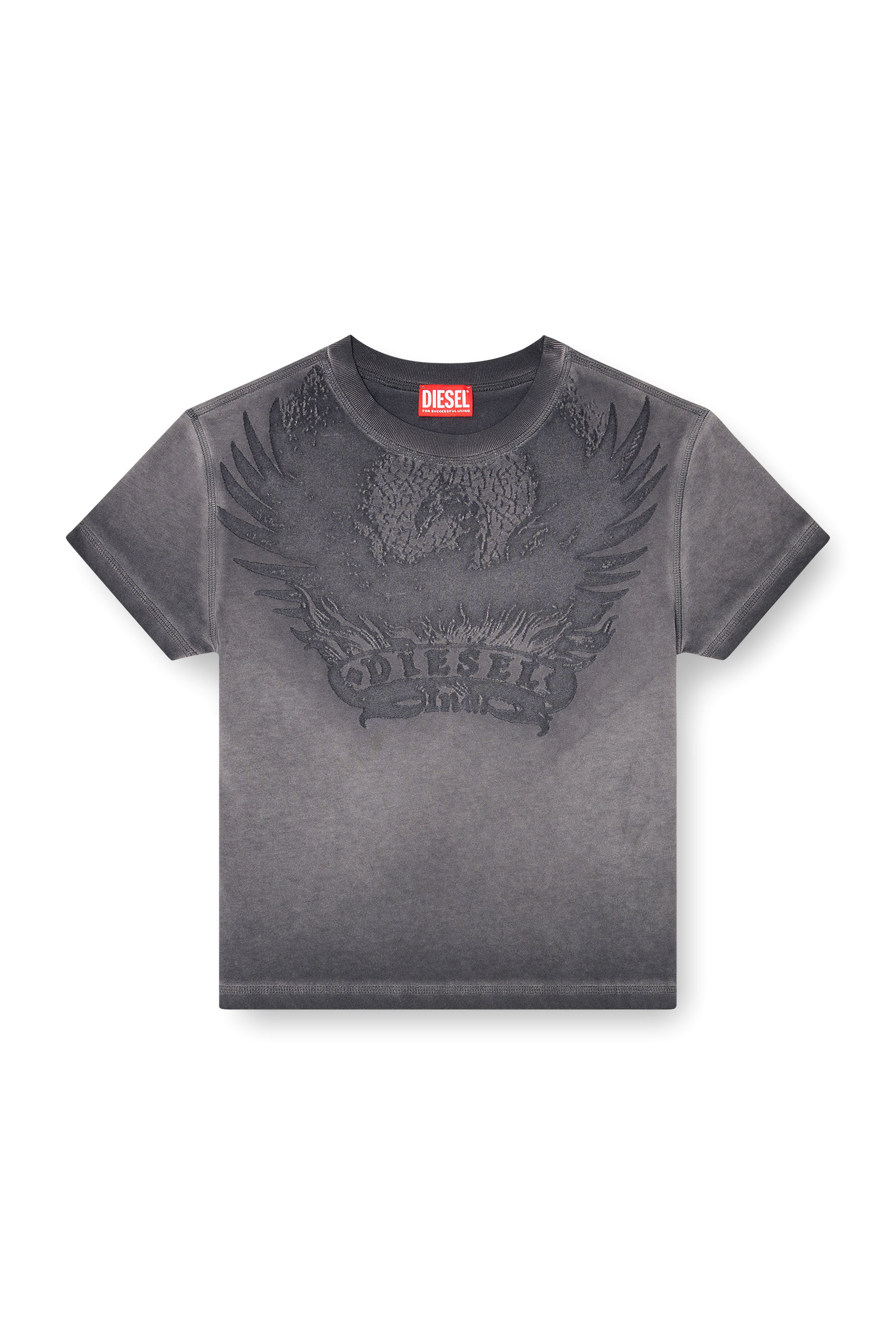 Diesel - T-ILA-AA7, Camiseta slim con d&eacute;vor&eacute; Phoenix Mujer in Gris - 3