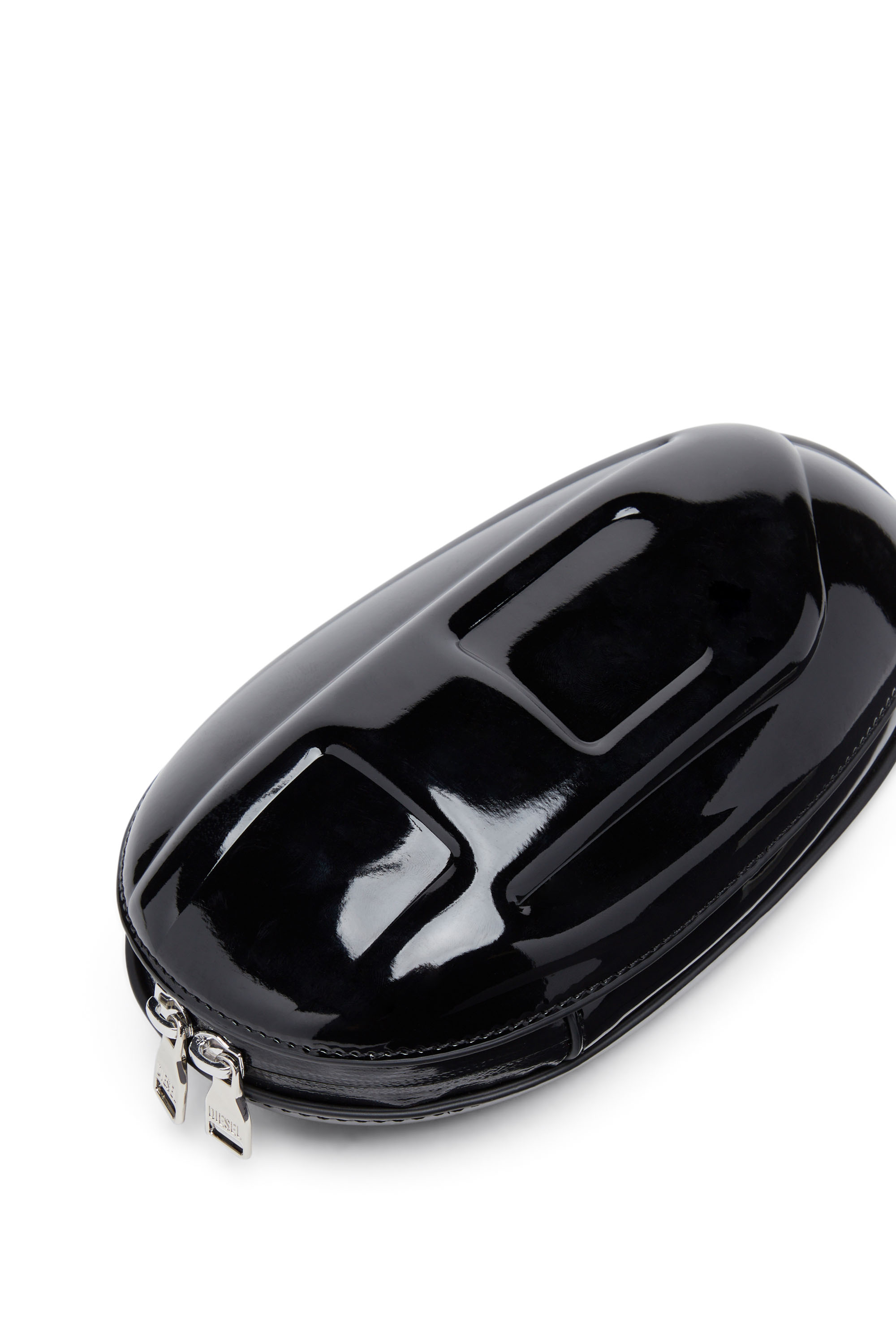 Diesel - 1-DR FOLD CLUTCH, Woman's 1-DR Fold-Structured oval clutch in glossy PU in Black - 5