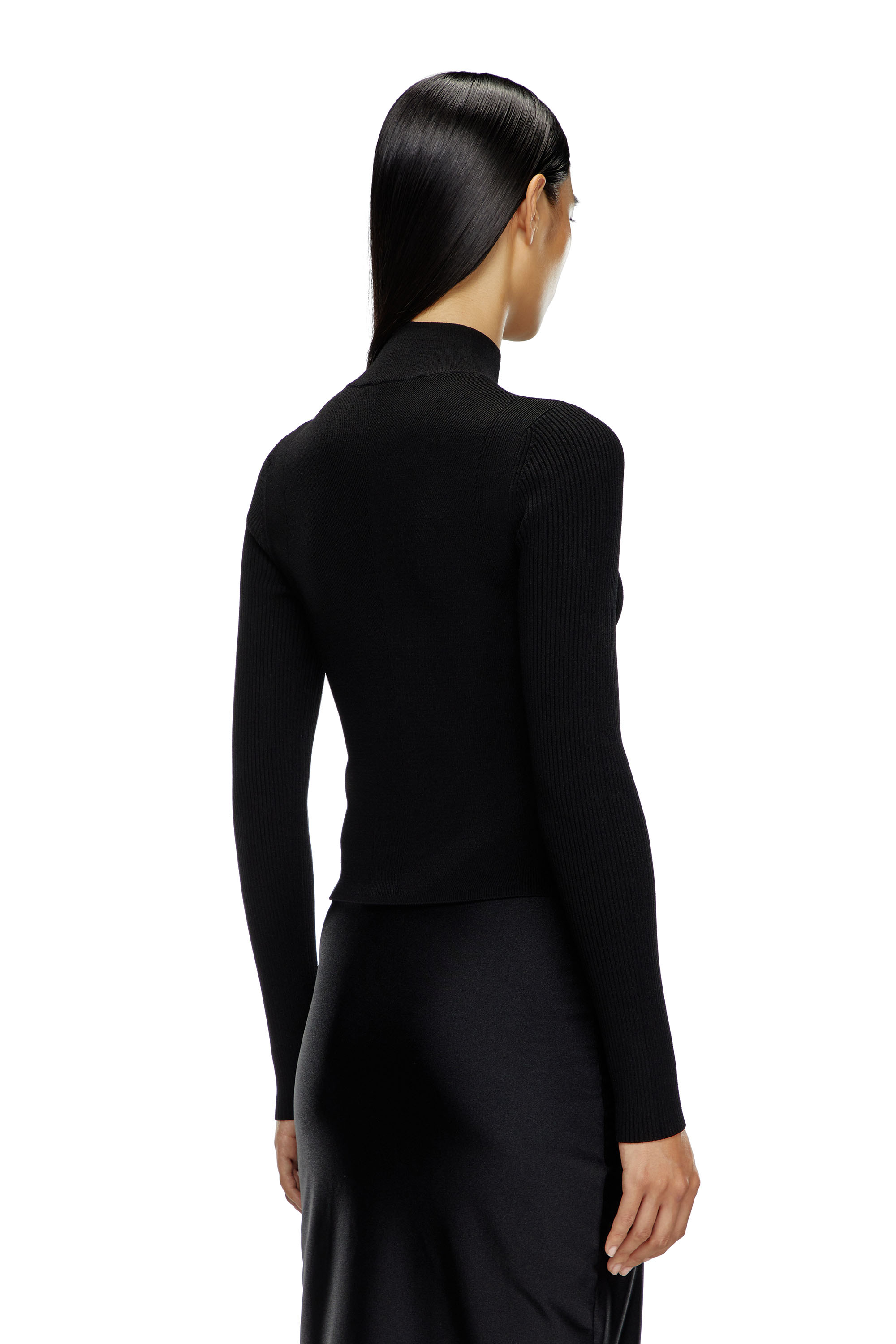 Diesel - M-VALARI-TN, Female's Rib-knit top in Black - 5