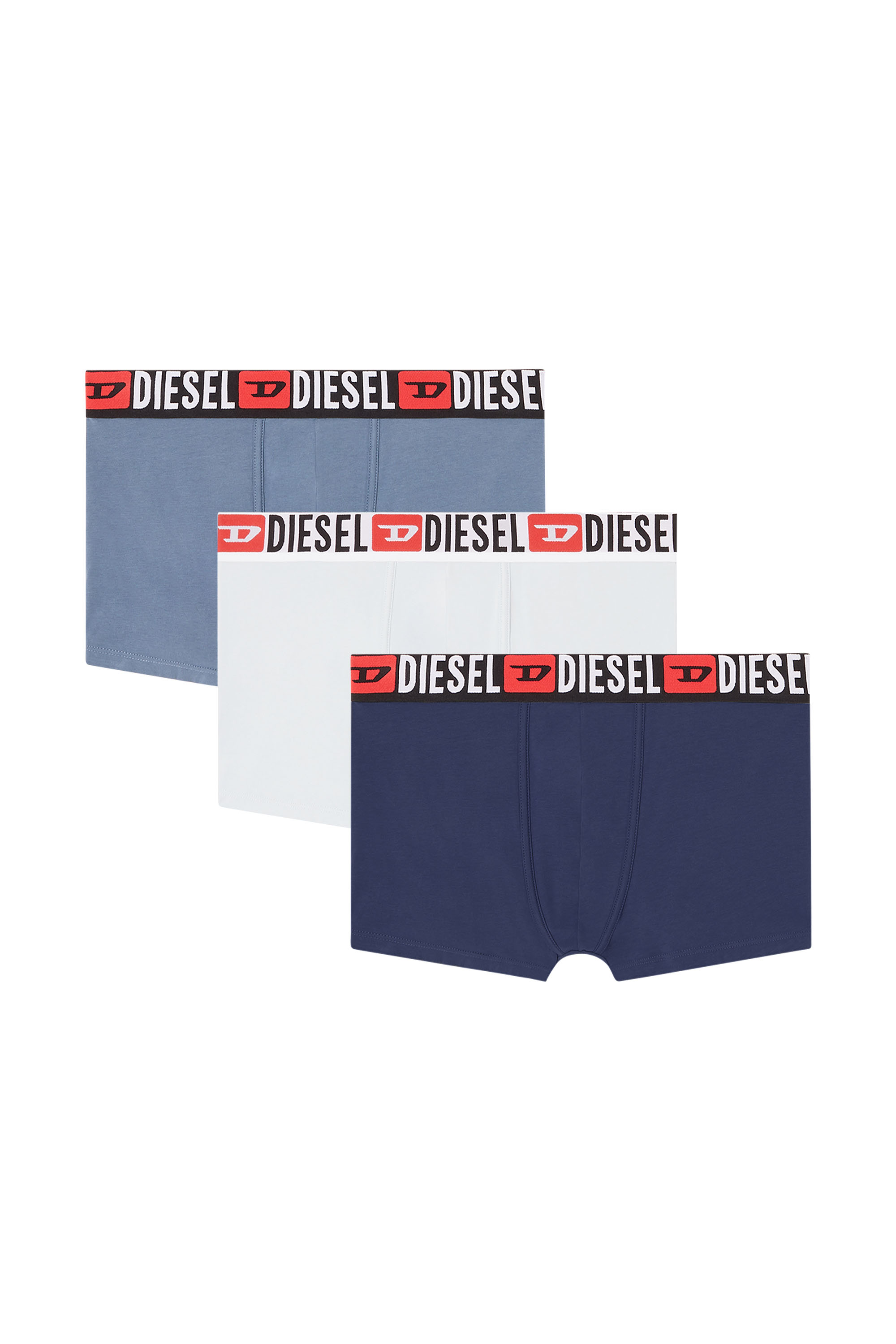 Diesel - UMBX-DAMIENTHREEPACK, Male's Three-pack of all-over logo waist boxers in White - 4