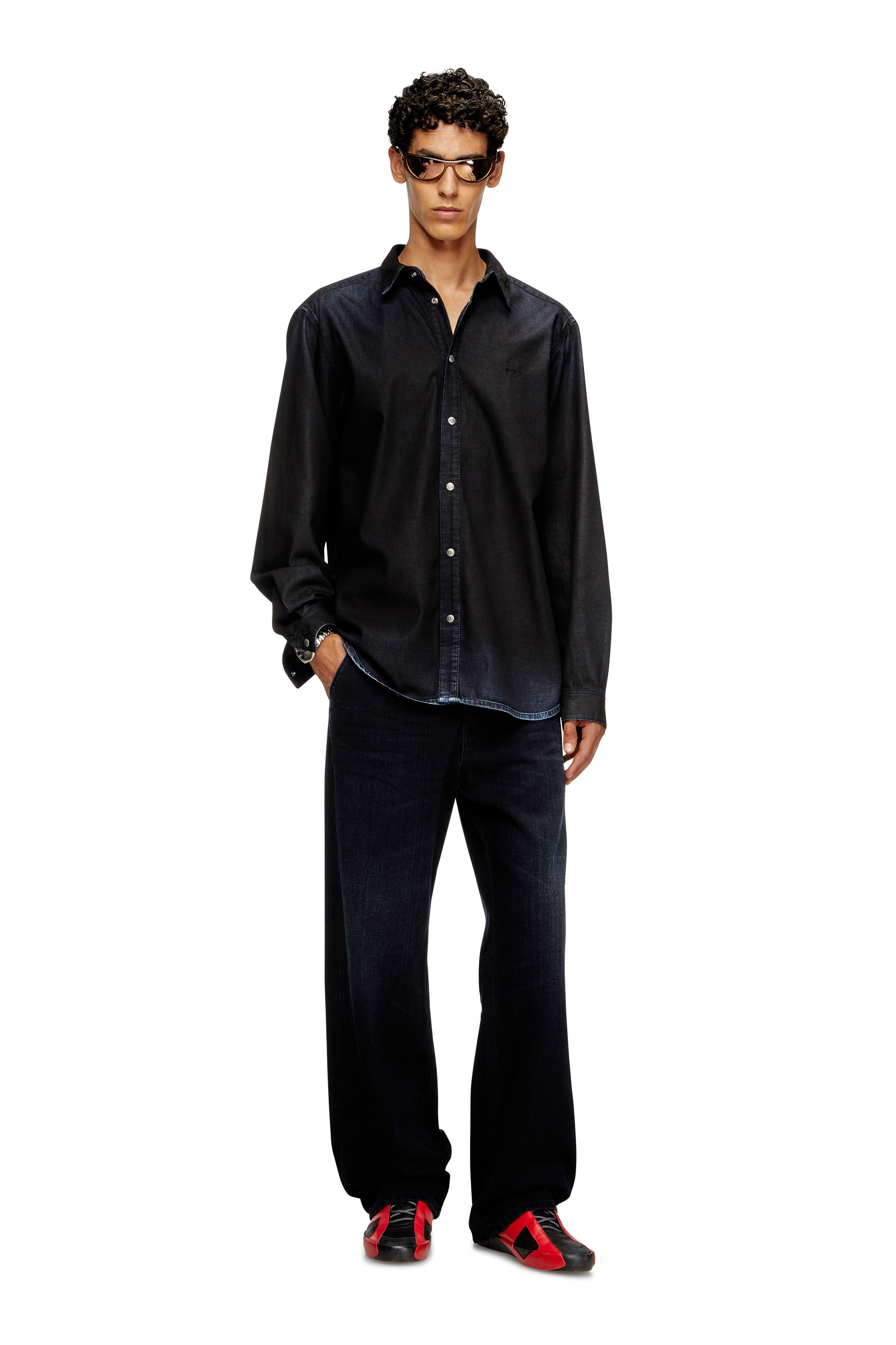 Diesel - D-SIMPLY, Man's Long-sleeve denim shirt in Dark Blue - 2