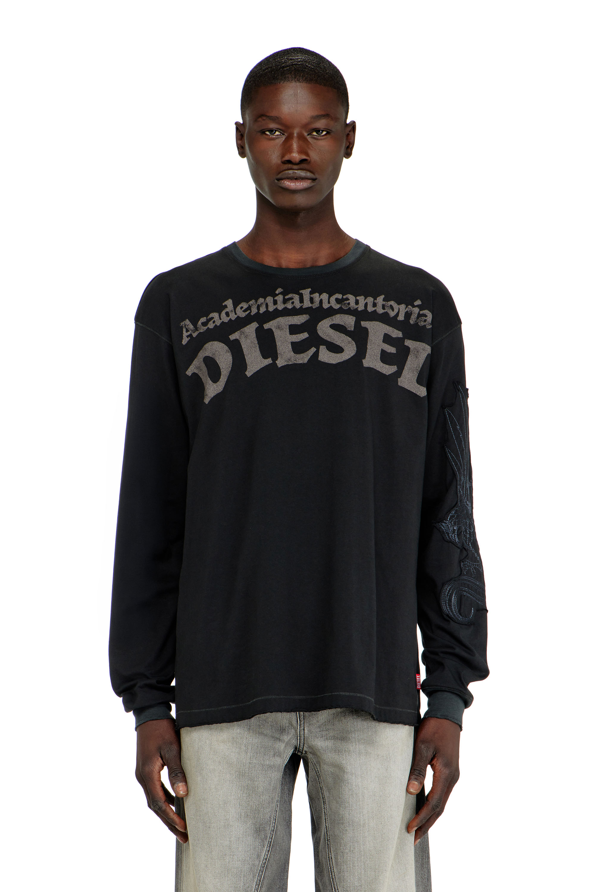 Diesel - T-NORM-LS-AA3, Male's Long-sleeve T-shirt with prints and patches in Black - 3
