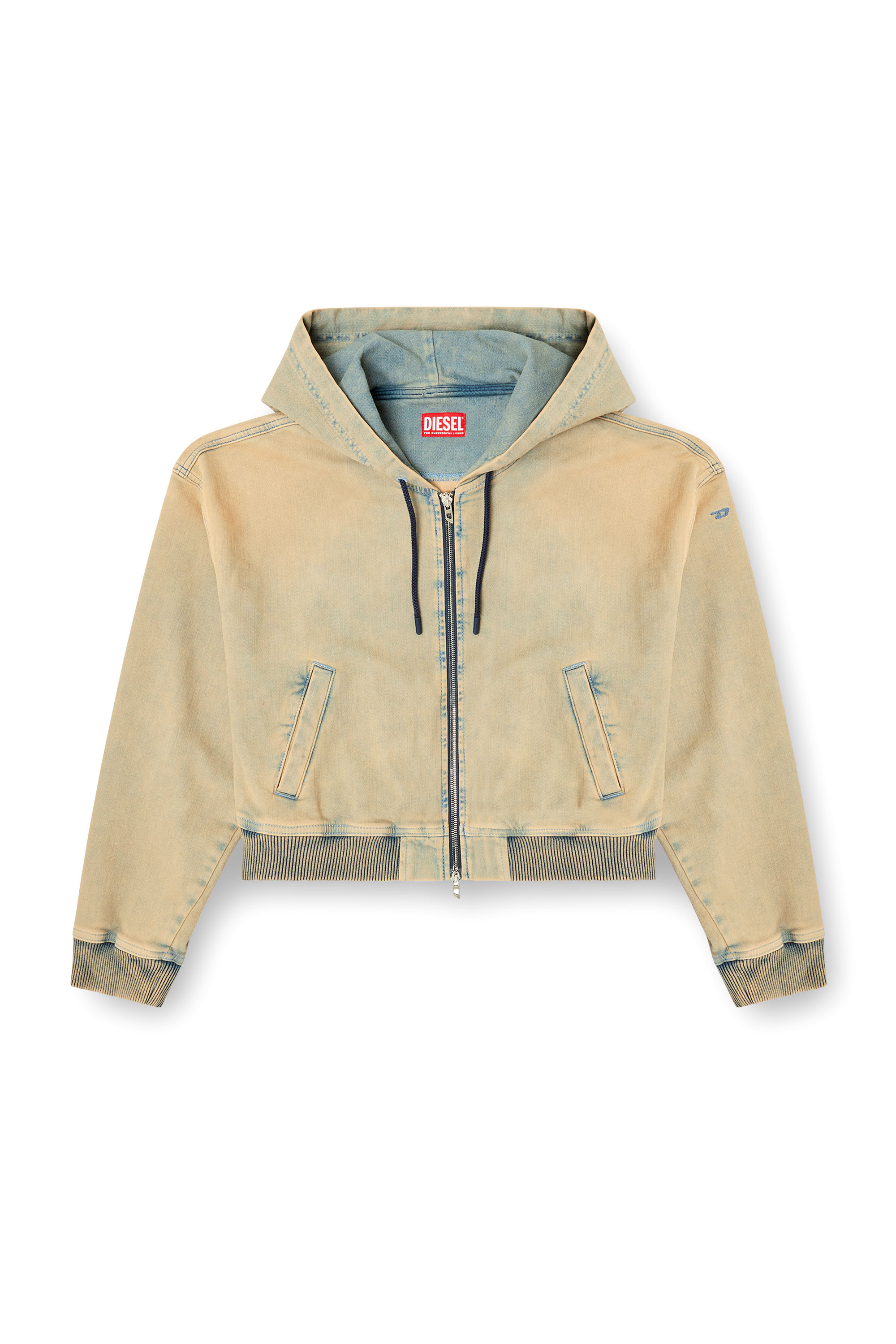 Diesel - DE-GIRI-CROP JOGG, Female's Zipped hoodie in coloured JoggJeans in Beige/Blue - 3