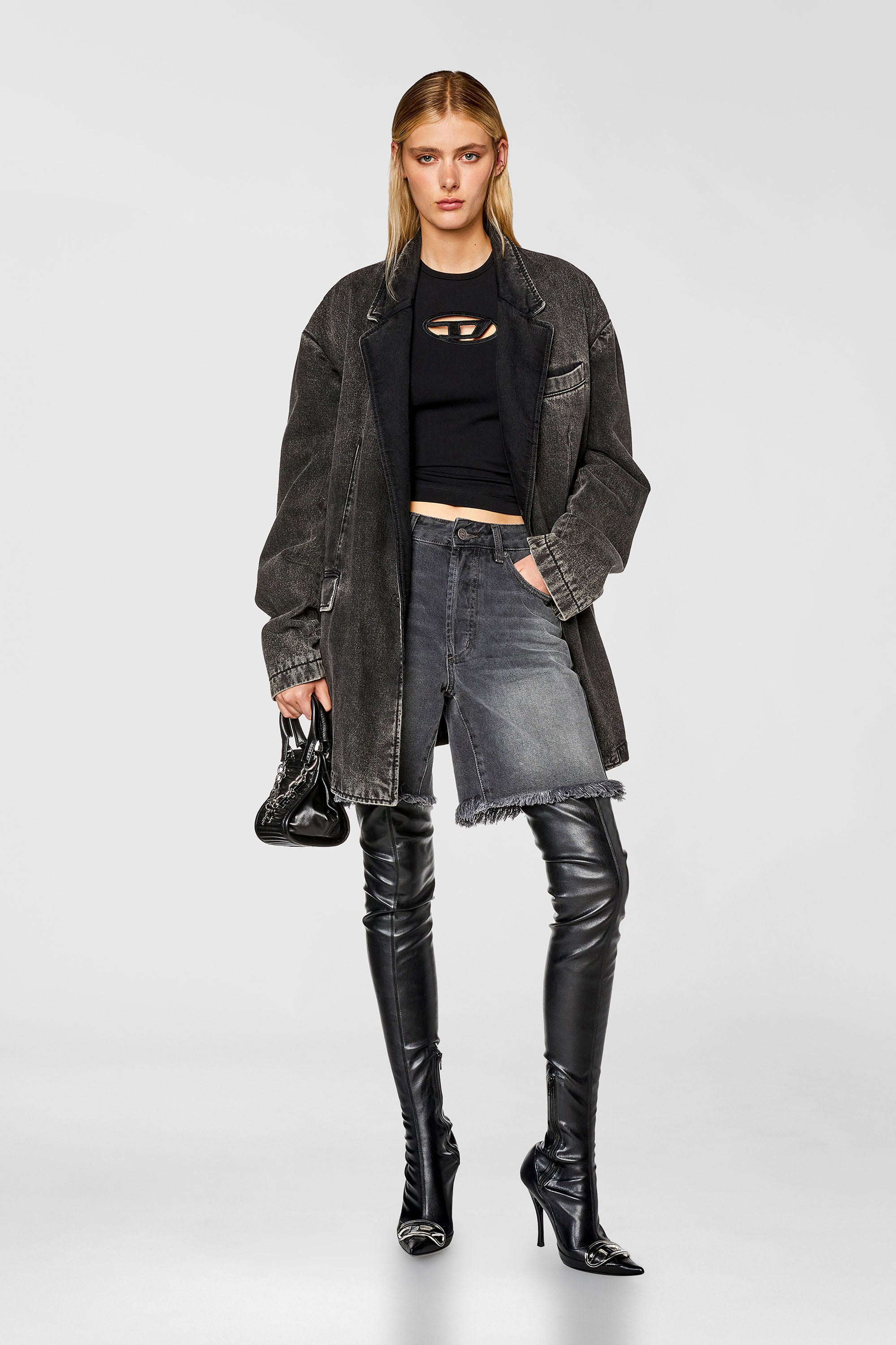 Diesel - T-ANGIE, Female's T-shirt with Oval D logo in Black - 2