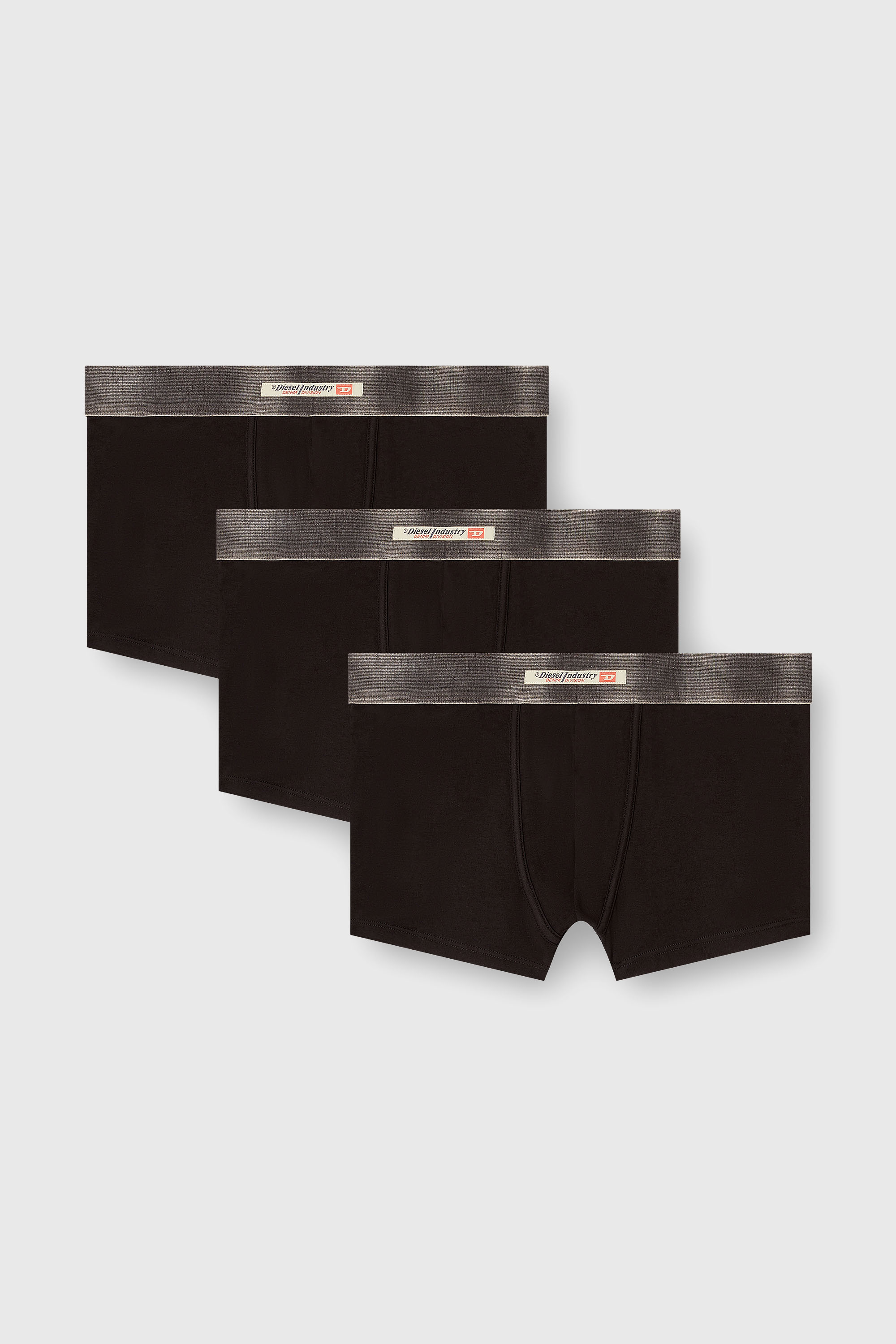 Diesel - DAMIEN-DNM-3PACK, Male's Three-pack of stretch cotton boxer briefs with satin waistband in Black - 1