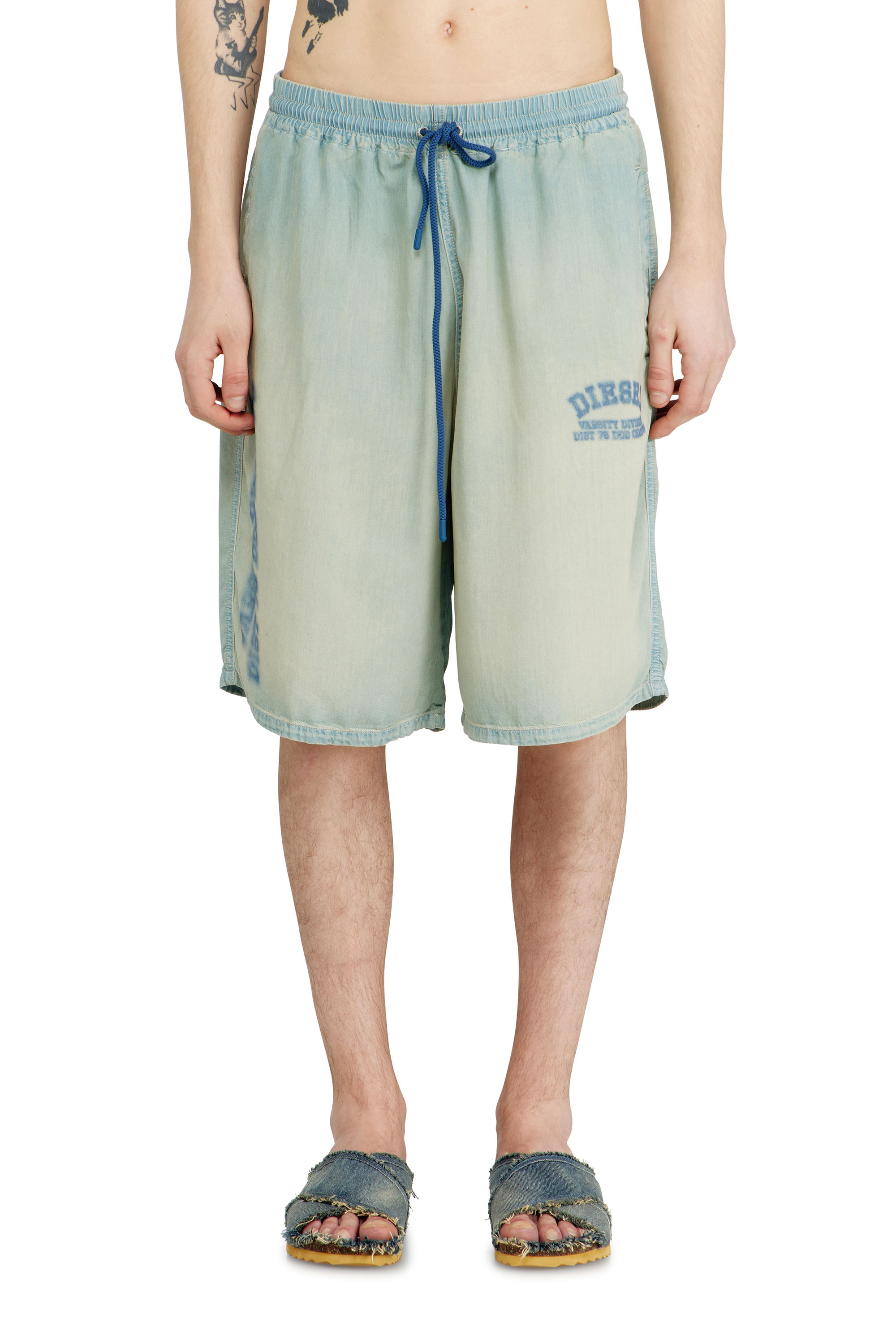 Diesel - D-ENIMOS-SHORT-S2, Unisex's Shorts in fluid dirt-effect denim in null - 3