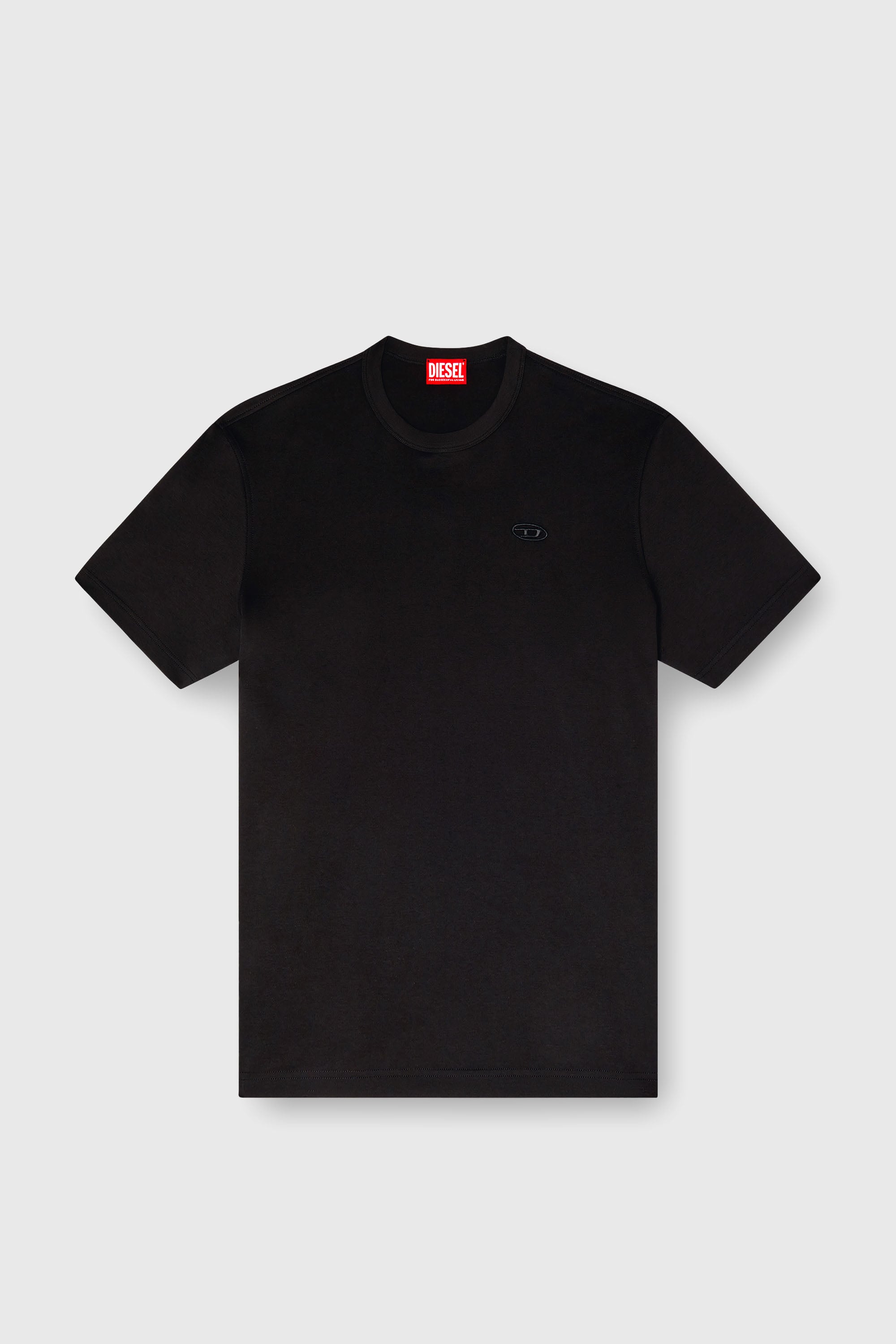 Diesel - T-ADJUST-SLITS-R17, Male's T-shirt with tonal logo embroidery in Black - 2