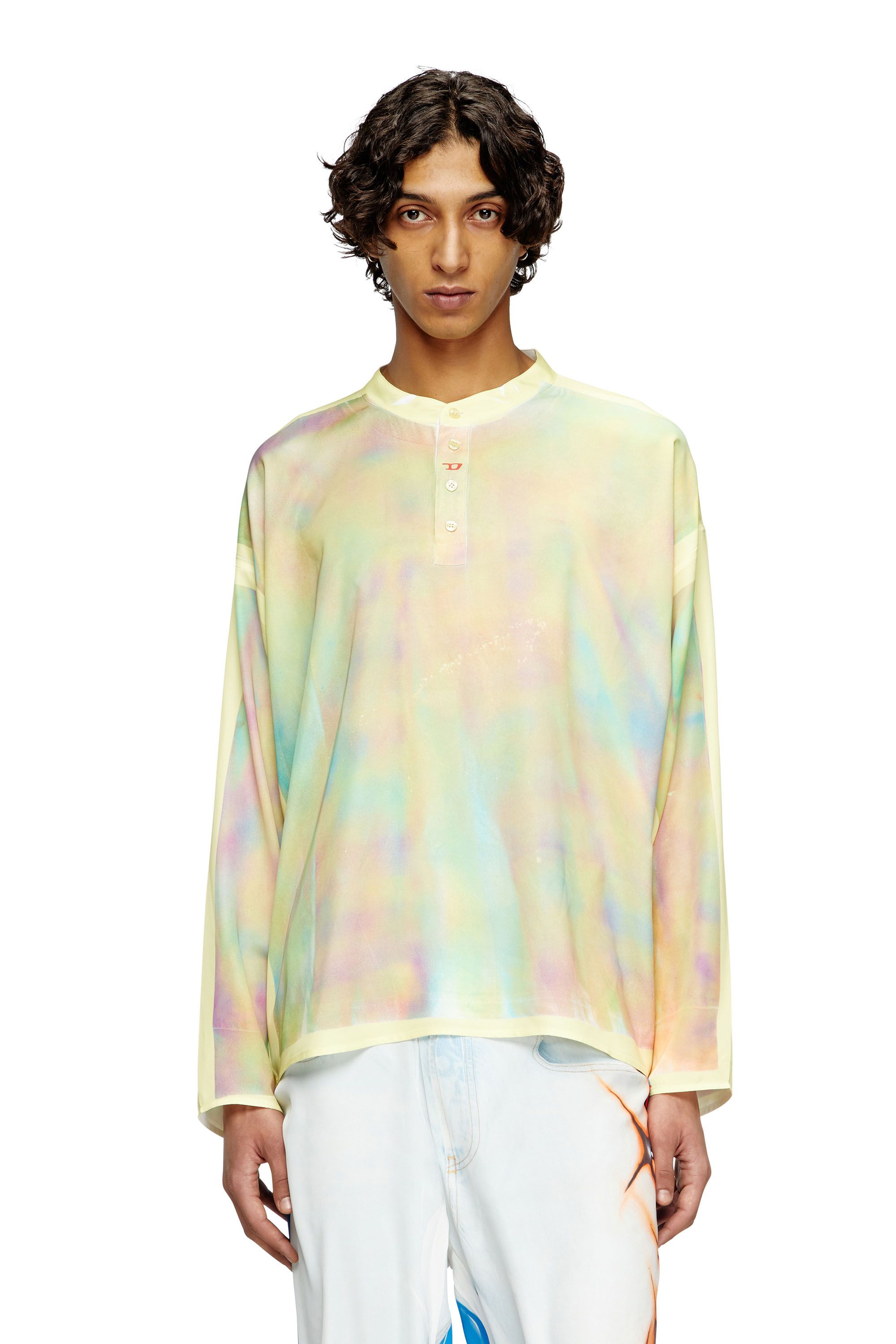 Diesel - T-OLAVI-A-SER-GRAFFITI-CHI, Top Henley avec imprimé graffiti Mixte in Jaune - 1
