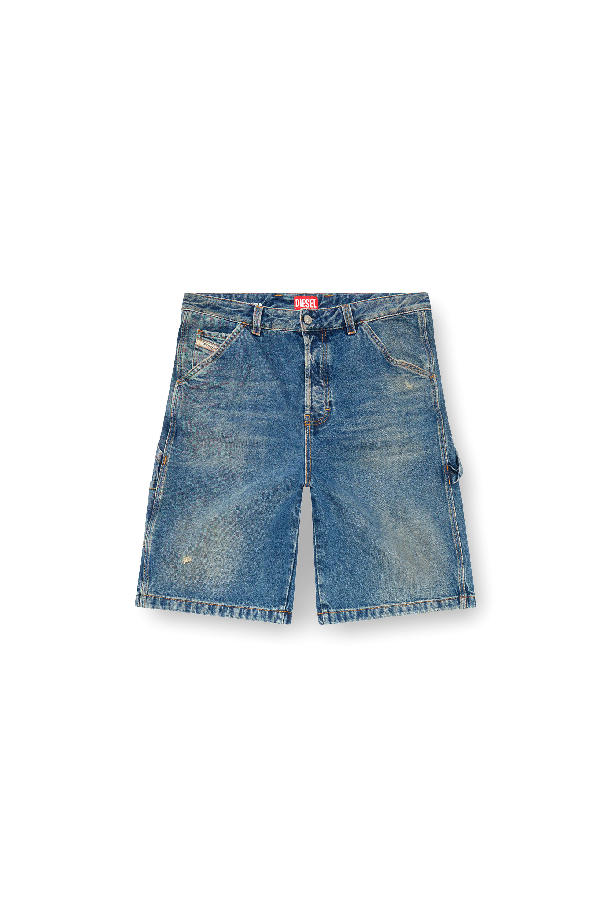 Men's Denim utility shorts with dusty wash | Blue | Diesel