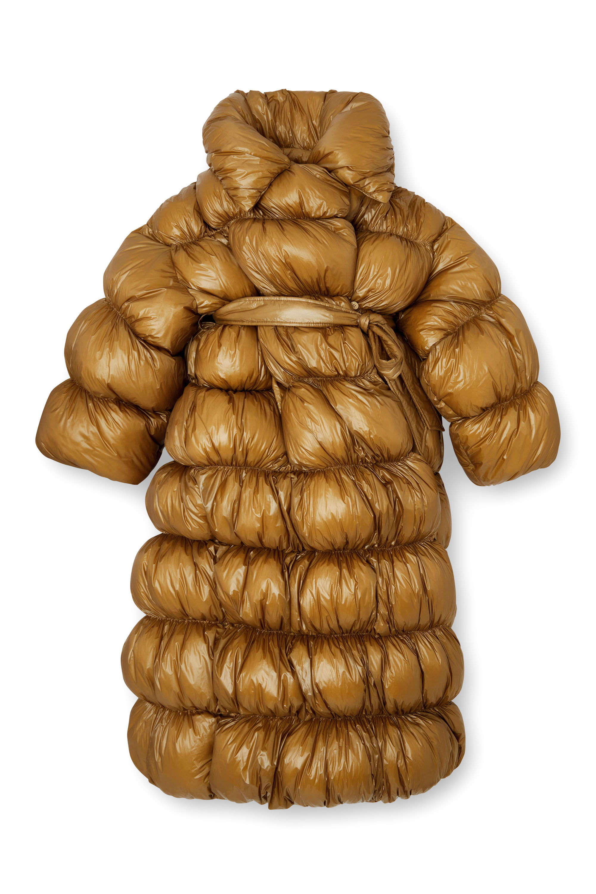 Diesel - W-INONA-LONG, Female's Quilted down coat with belt in Brown - 3
