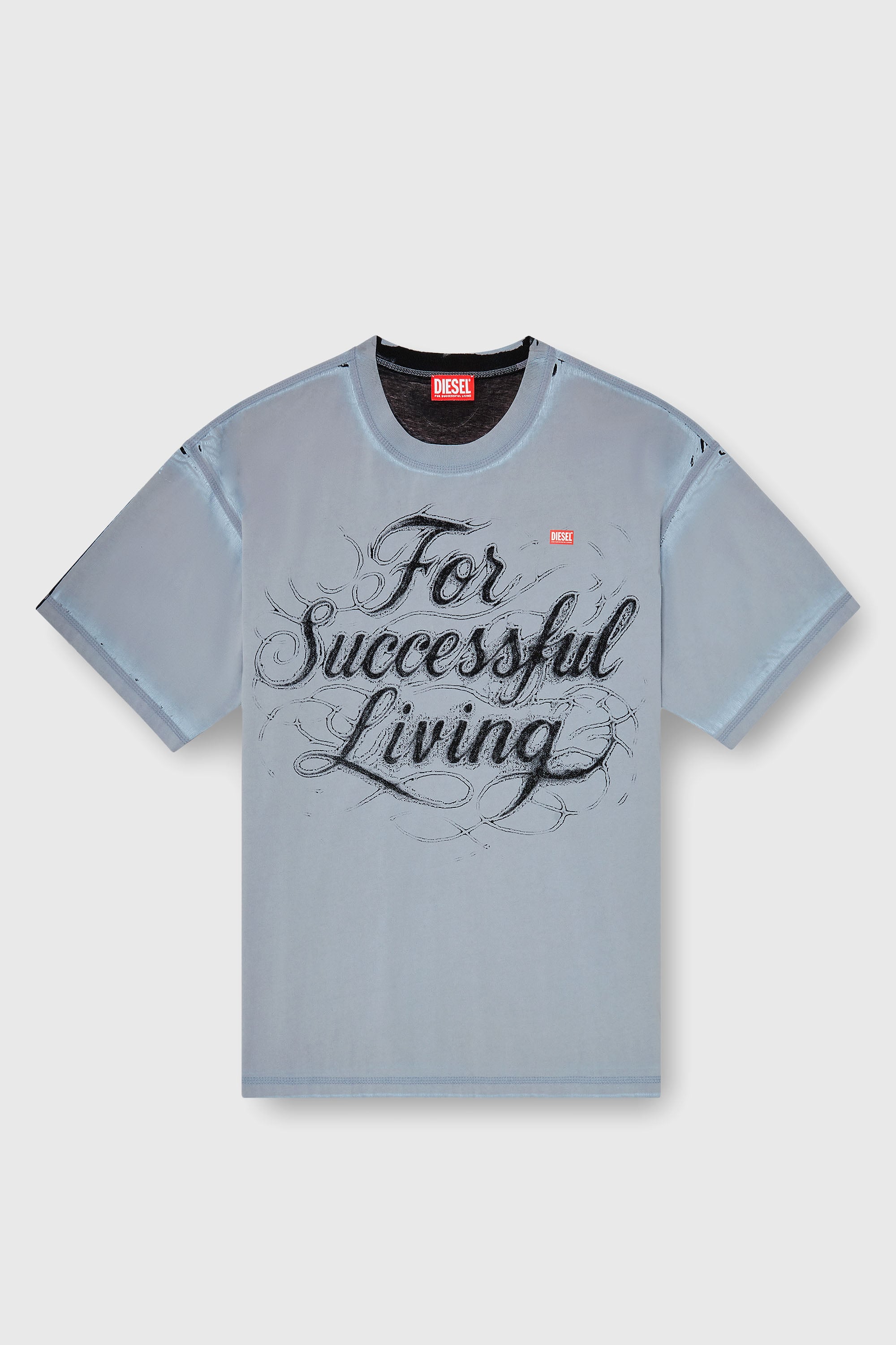 Diesel - T-BOXT-AA8, Man's T-shirt with For Successful Living print in Grey - 2