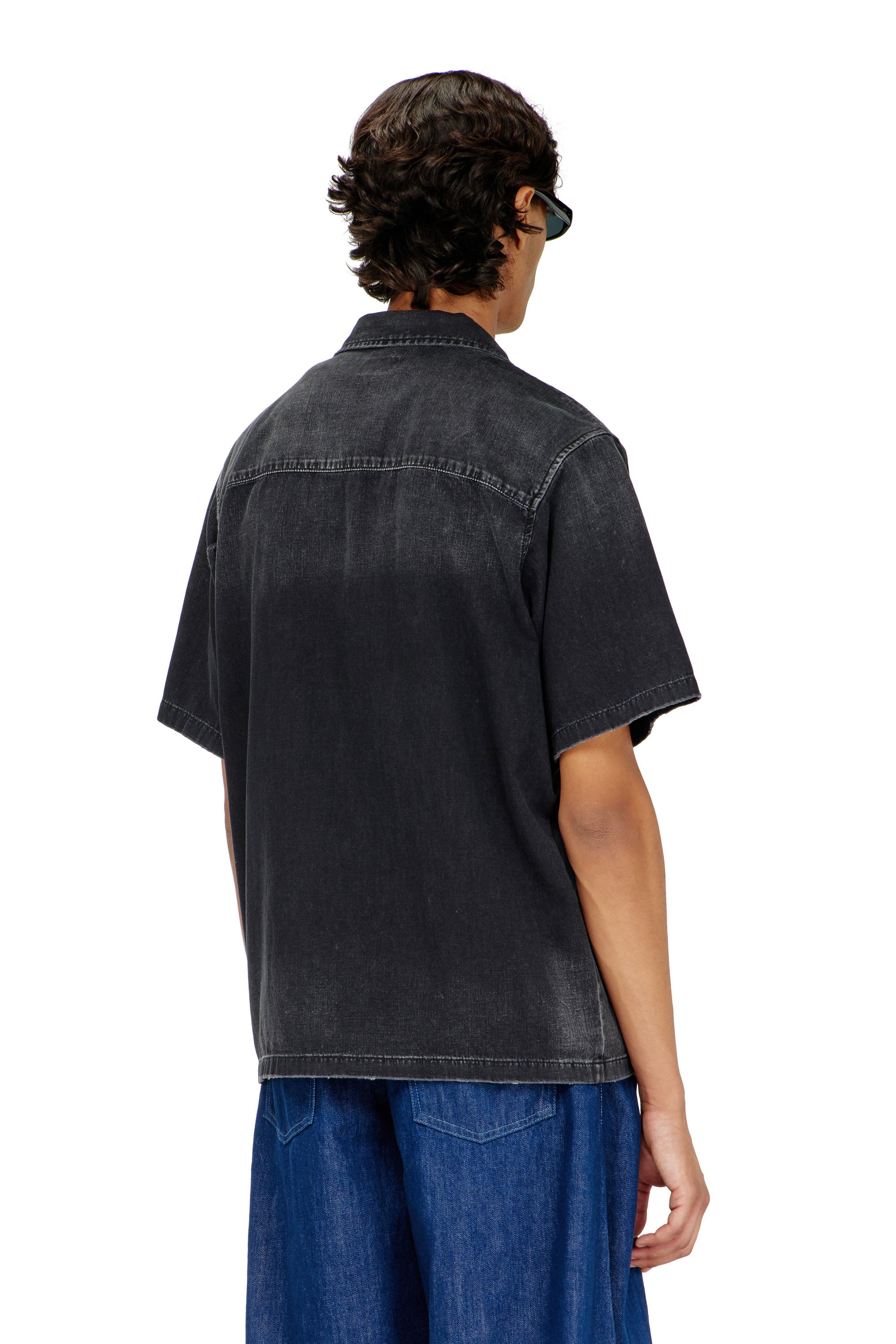 Diesel - D-NABIL-D, Camisa vaquera de manga corta Hombre in Negro - 4