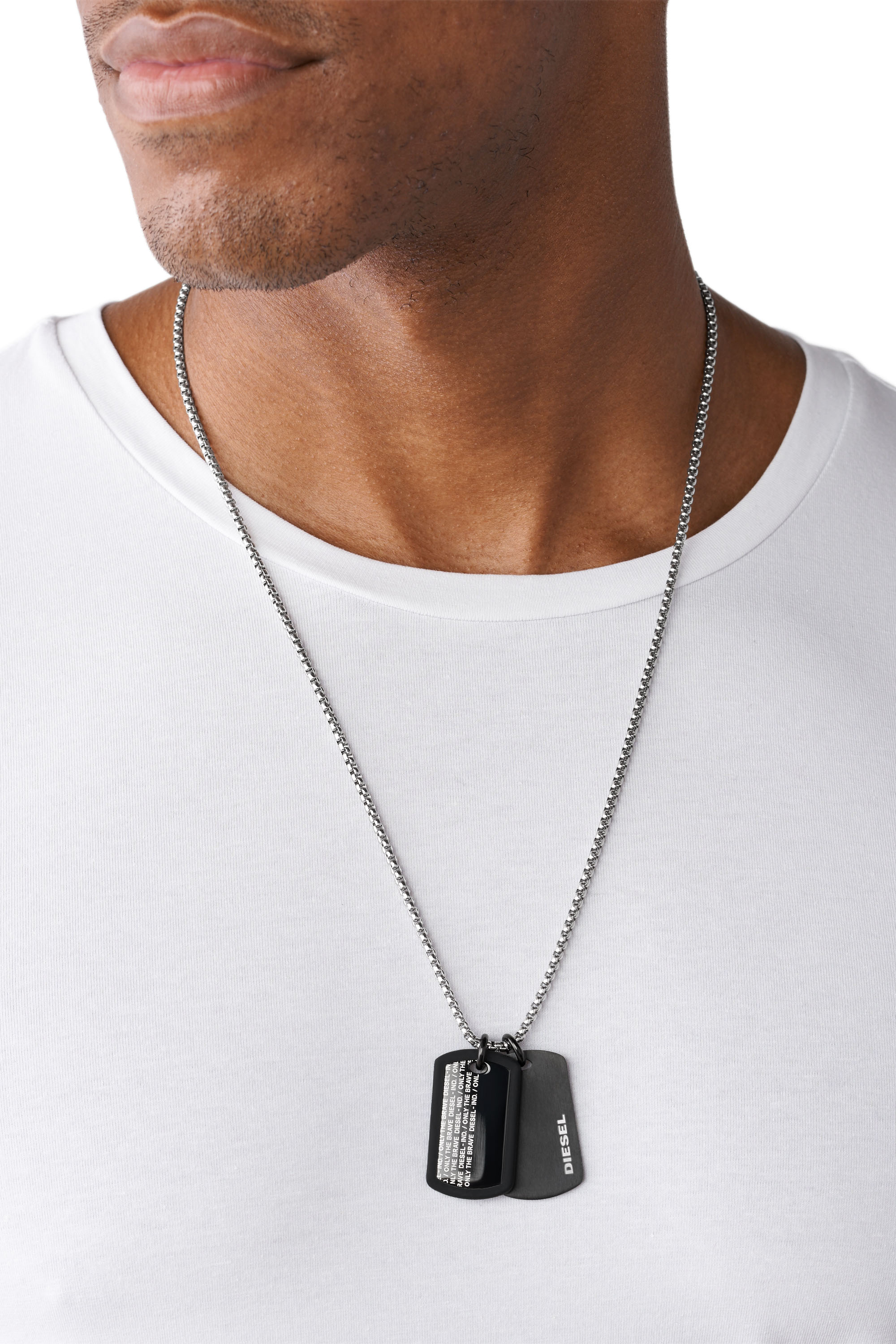 Diesel - DX1287, Collier en acier inoxydable avec double plaque Homme in Noir - 3