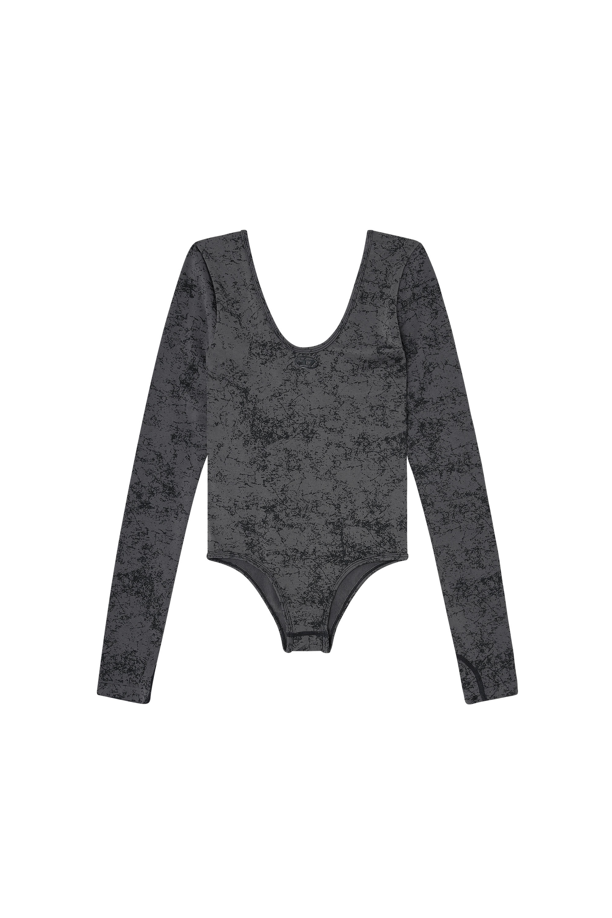 Diesel - IONNA-UTLT, Woman's Open-back bodysuit with utilitarian print in Black - 3