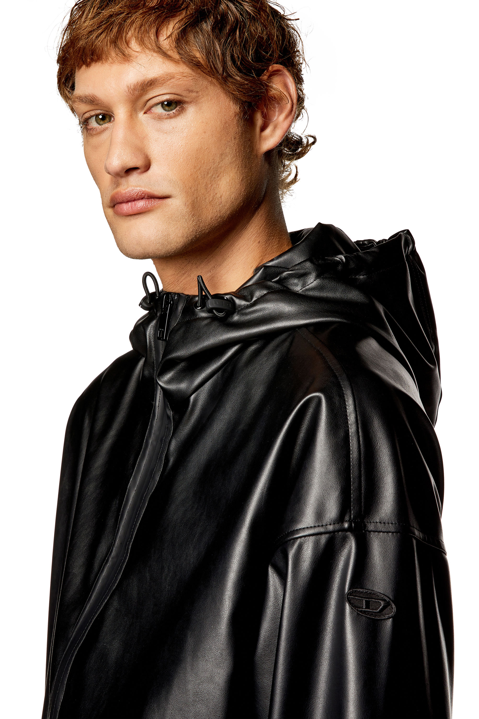 Diesel - J-MICC, Man's Windbreaker in coated fabric in Black - 4