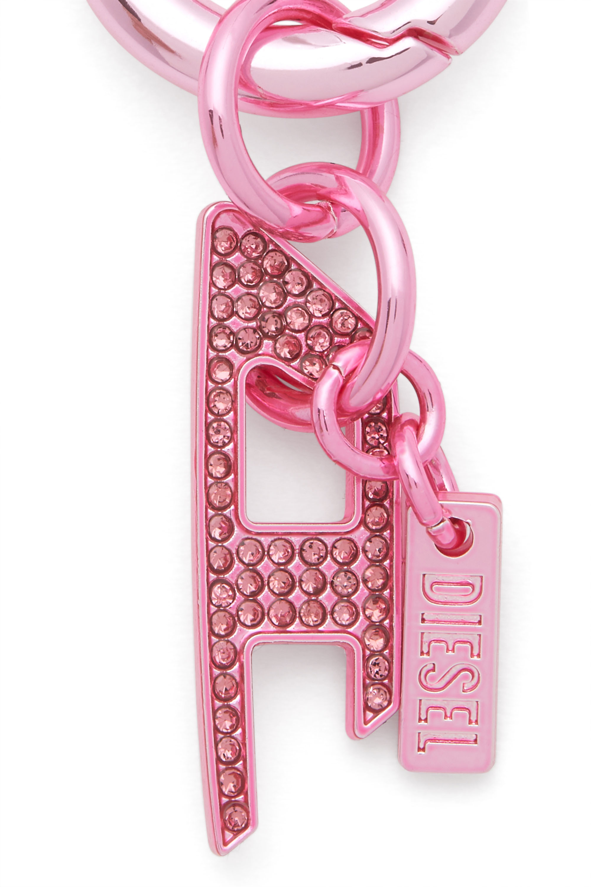 Diesel - CHARM-D, Unisex's Metal keyring with rhinestone D charm in Pink - 2