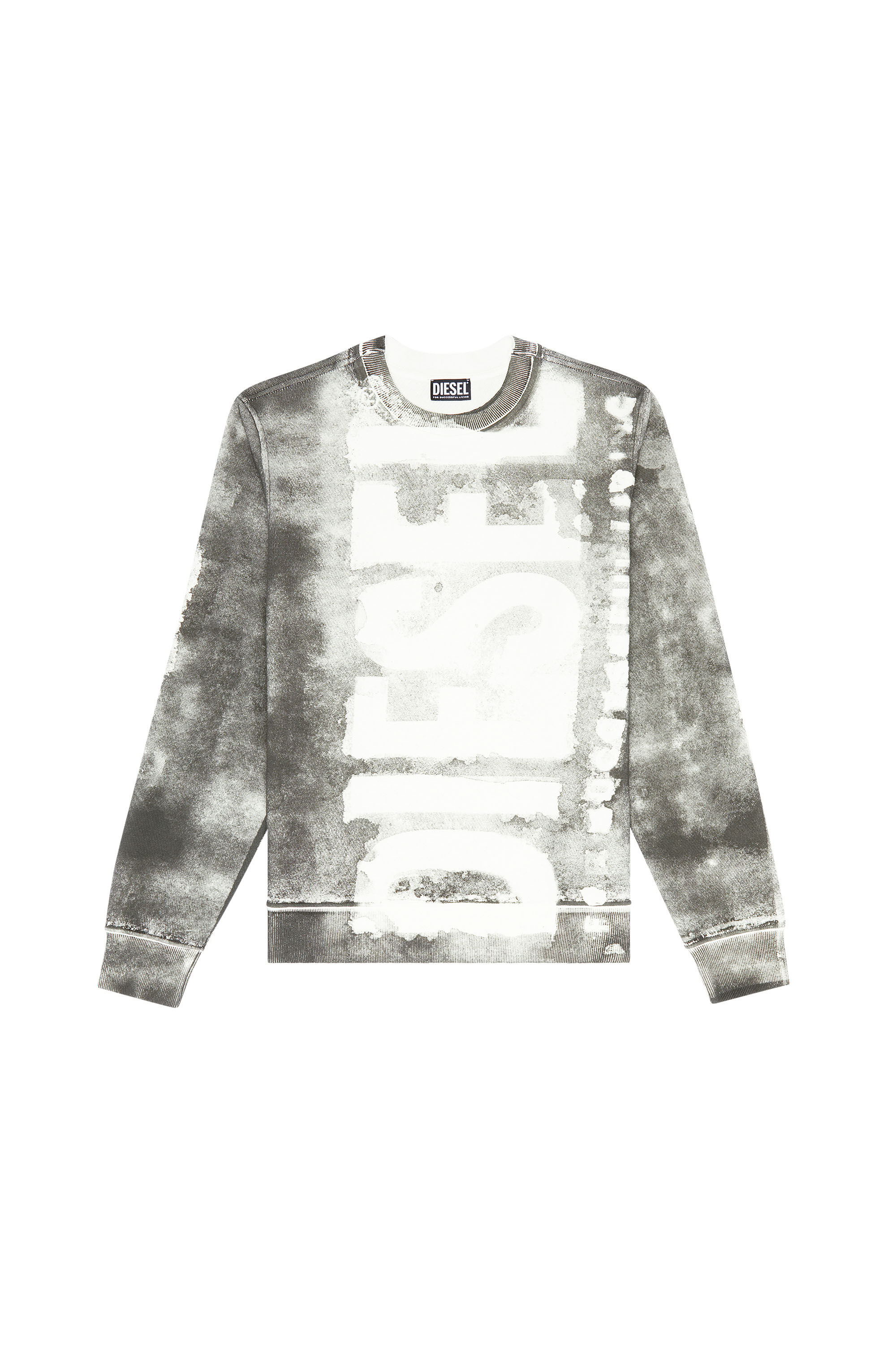 Diesel - S-GINY, Sudadera con el logotipo y efecto de manchas de color Hombre in Gris - 2