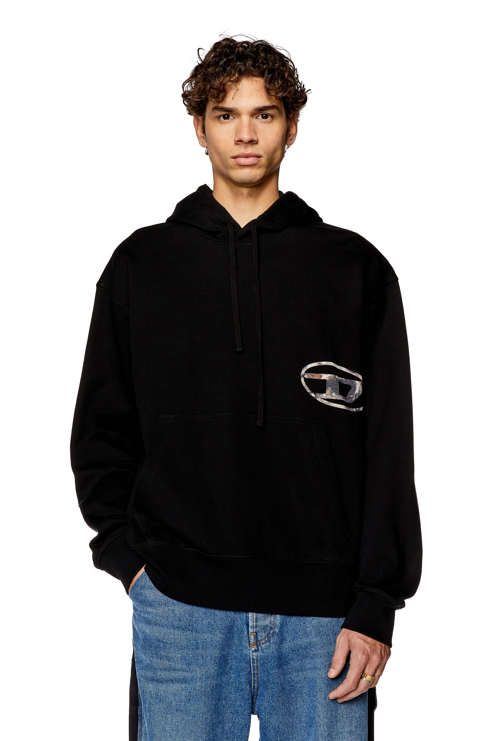 Men's Hoodie with Planet logo print | Black | Diesel