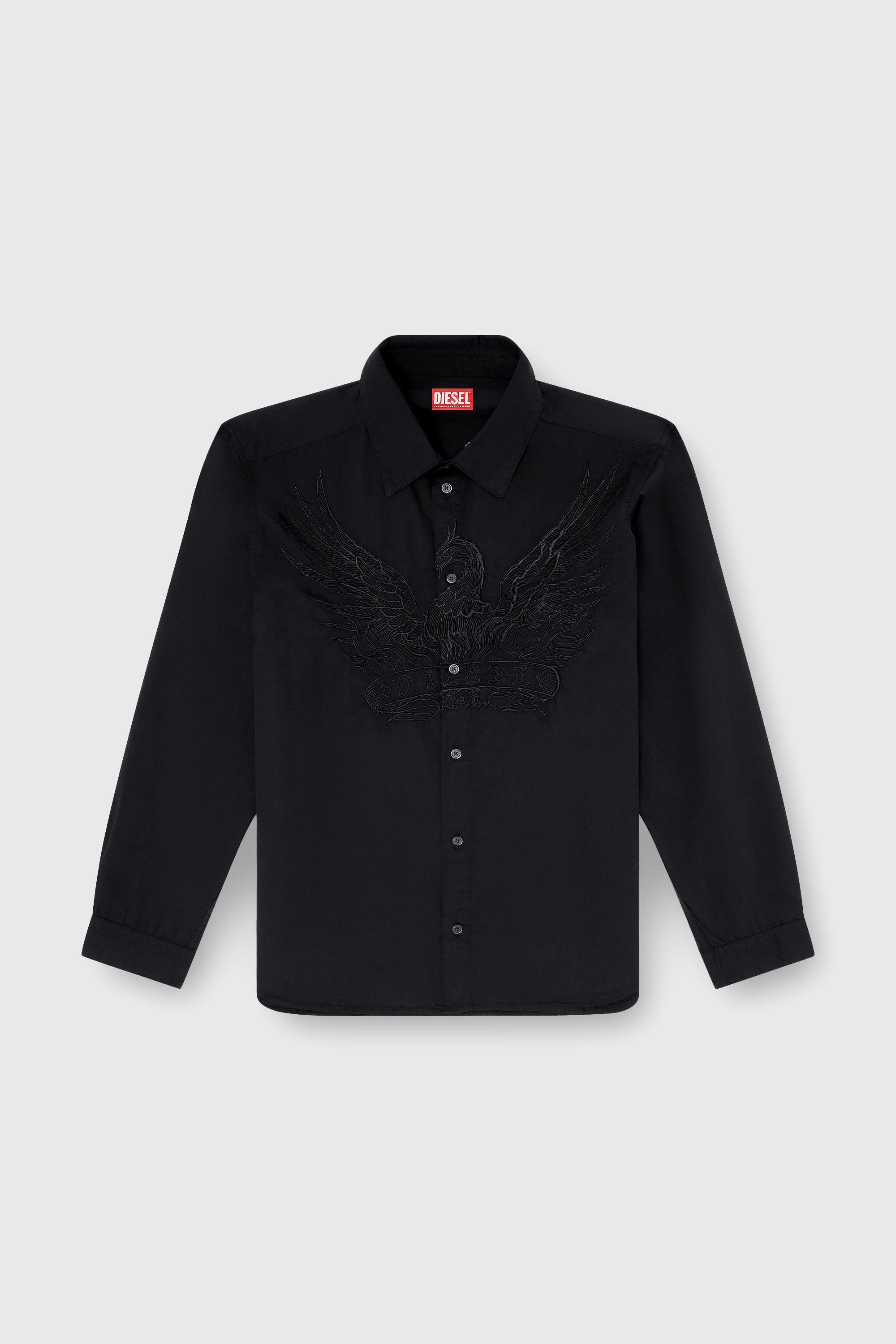 Diesel - S-SIMPLY-A-JMCK, Man's Cotton-cupro shirt with embroidered patch in Black - 2