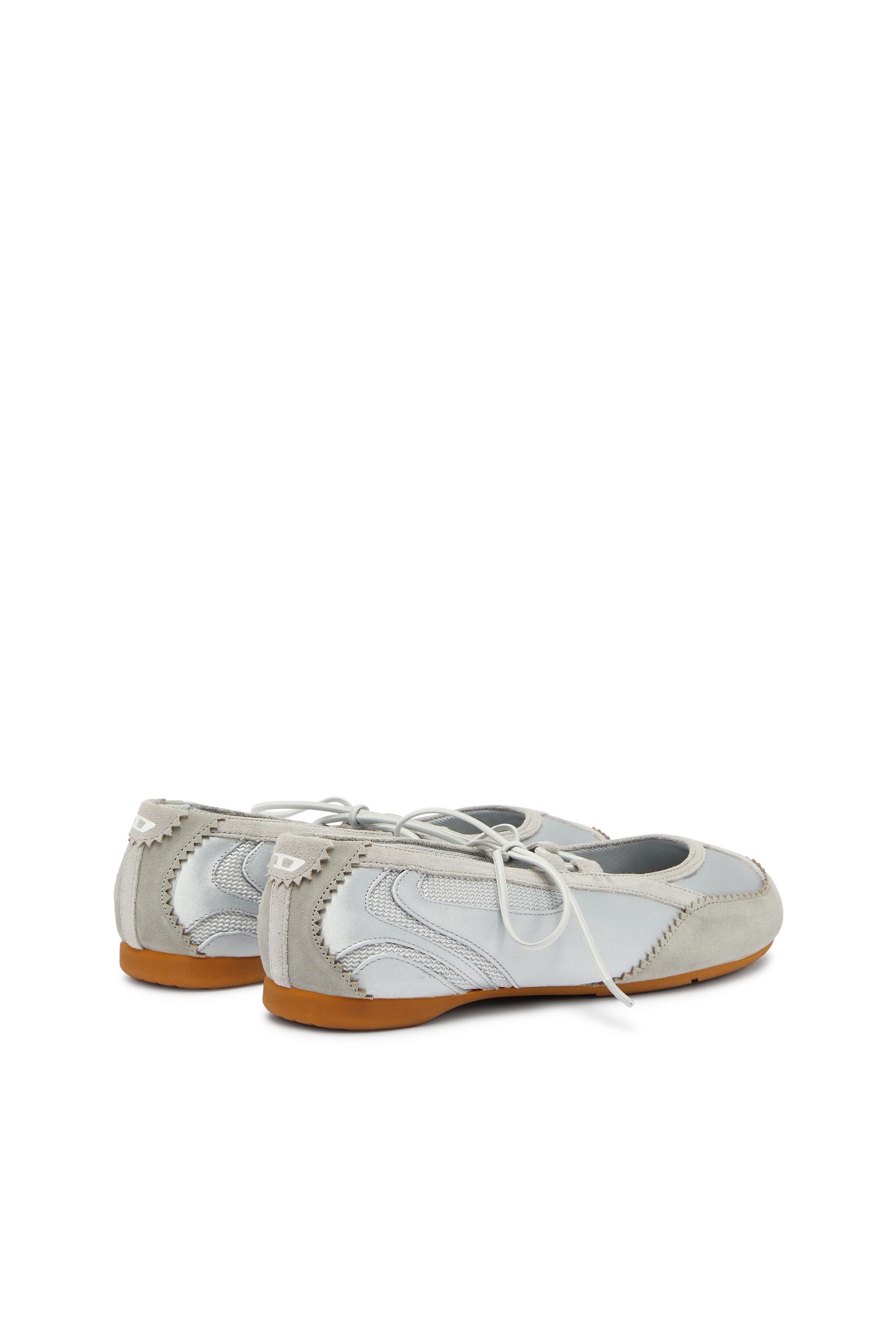 Diesel - D-MILE BALLERINA LACE UP II W, Female's D-Mile - Ballerina flats in leather and mesh in Light Grey - 3