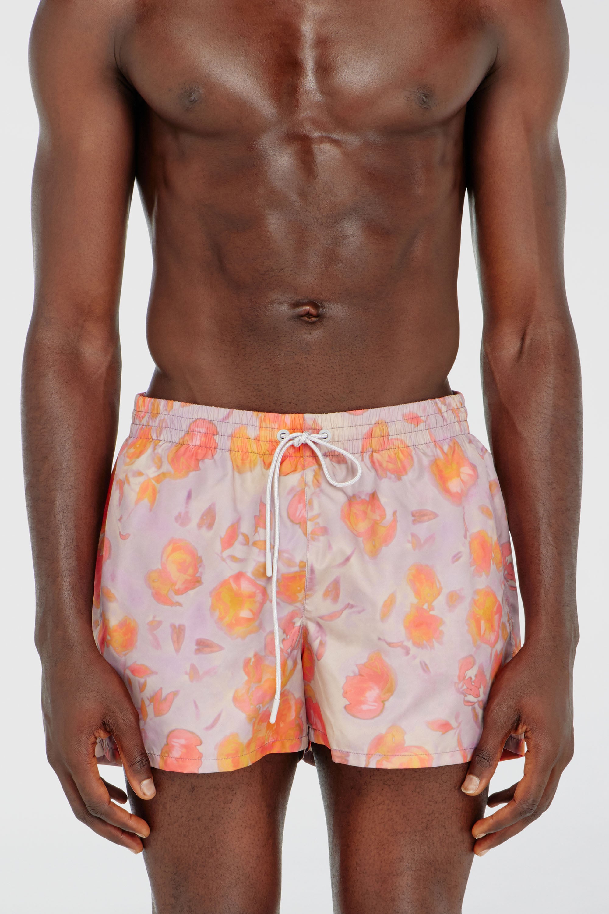 Diesel - OLLY-34-D-CORE, Short de bain m&eacute;tallis&eacute; &agrave; motif floral Homme in Violet - 1
