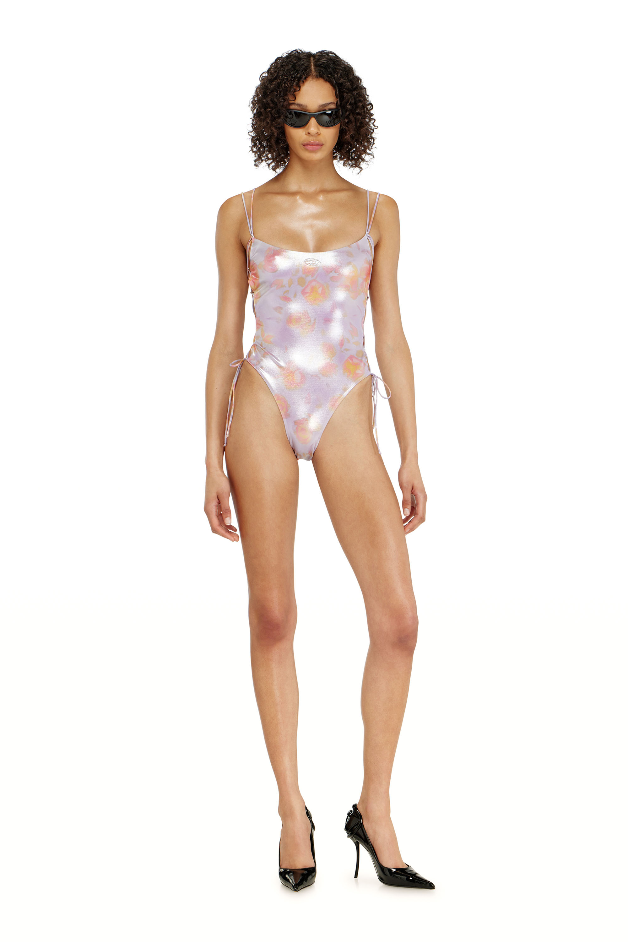 Diesel - REGAN-UTLT, Female's Floral metallic lace-up swimsuit in null - 3