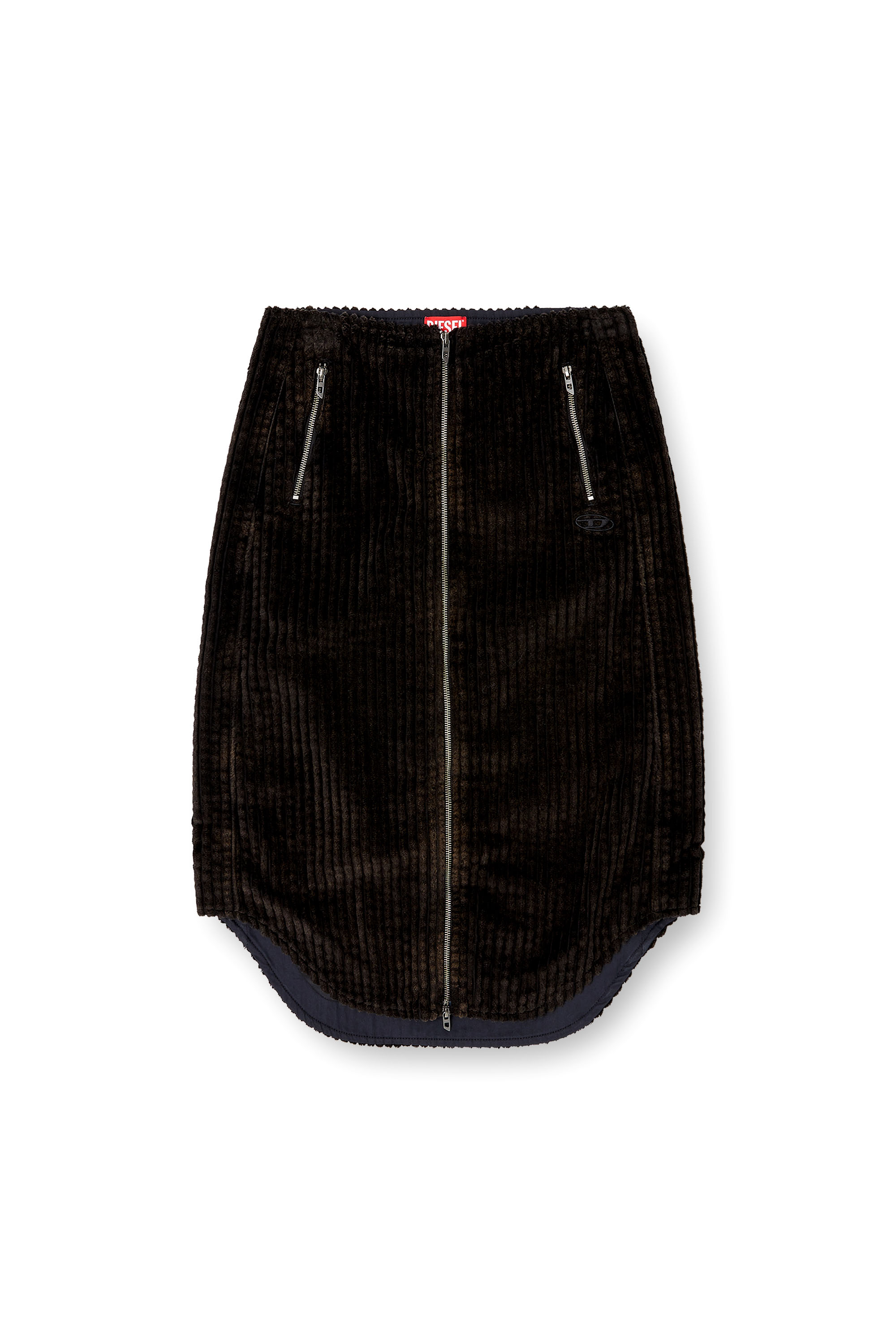 Diesel - O-LLIPOP, Jupe midi en coton avec zip Femme in Noir - 3