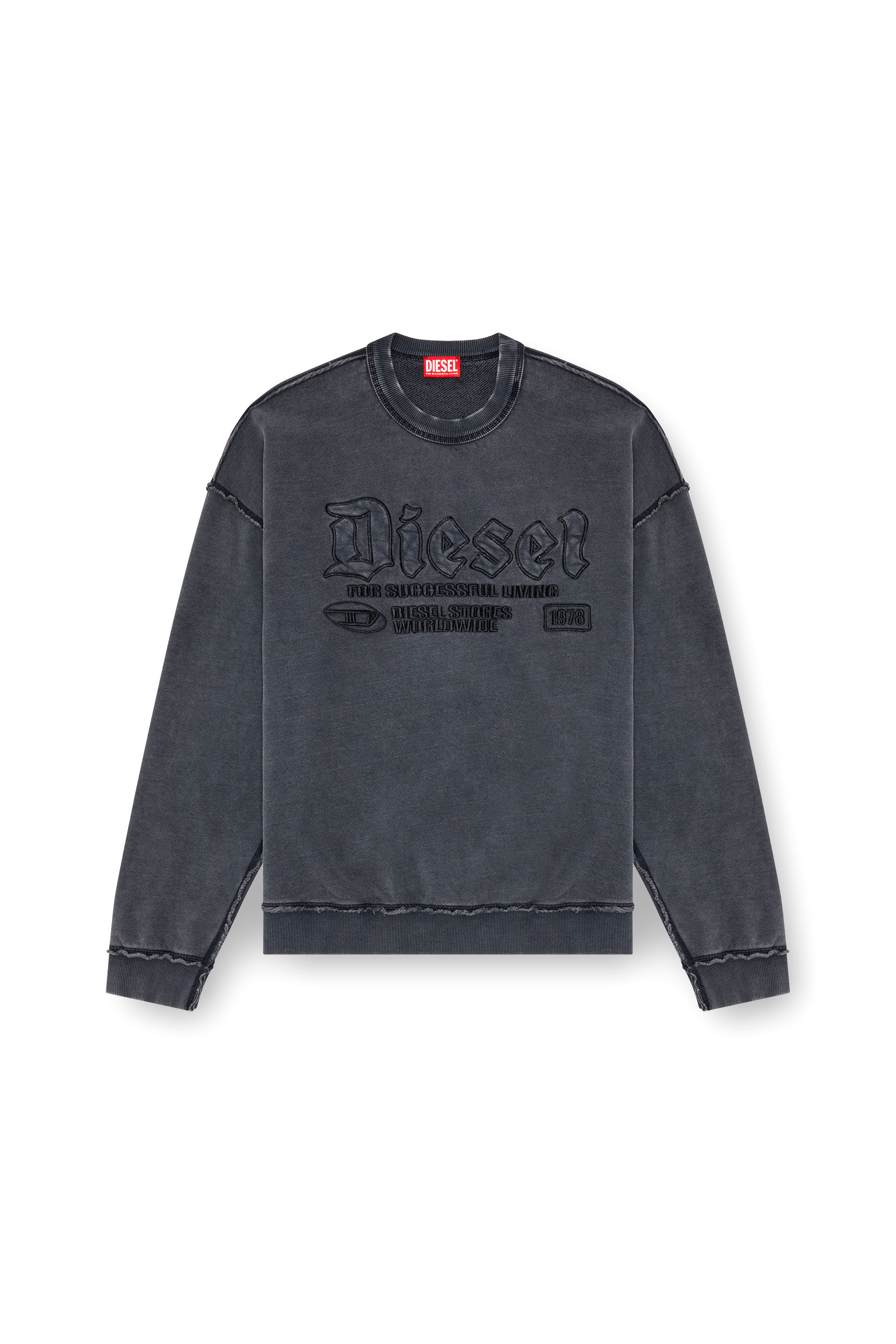 Diesel - S-BOXT-RAW, Man's Sweatshirt with logo embroidery in Black - 2