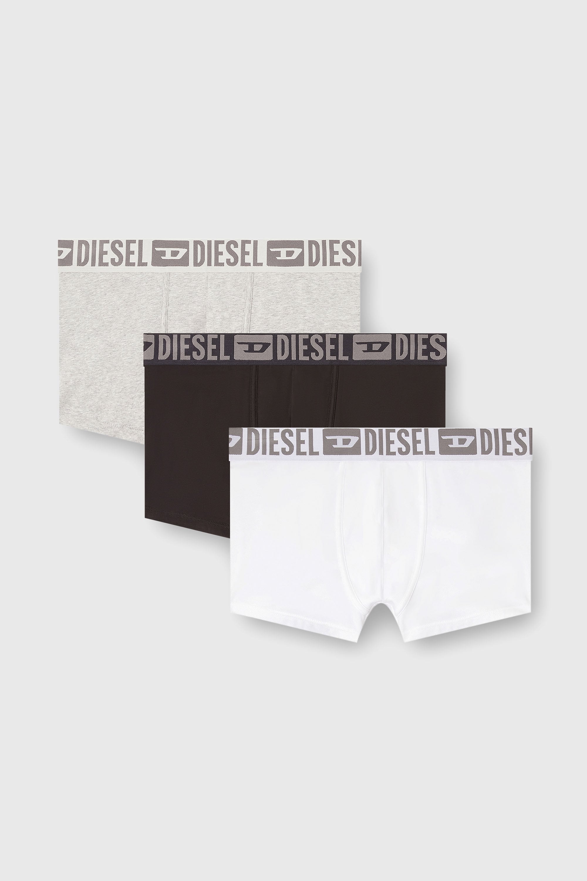 Diesel - MIKE-D-CORE-3PACK, Male's Three-pack of stretch cotton boxer briefs with tonal waistband in White/Black - 1