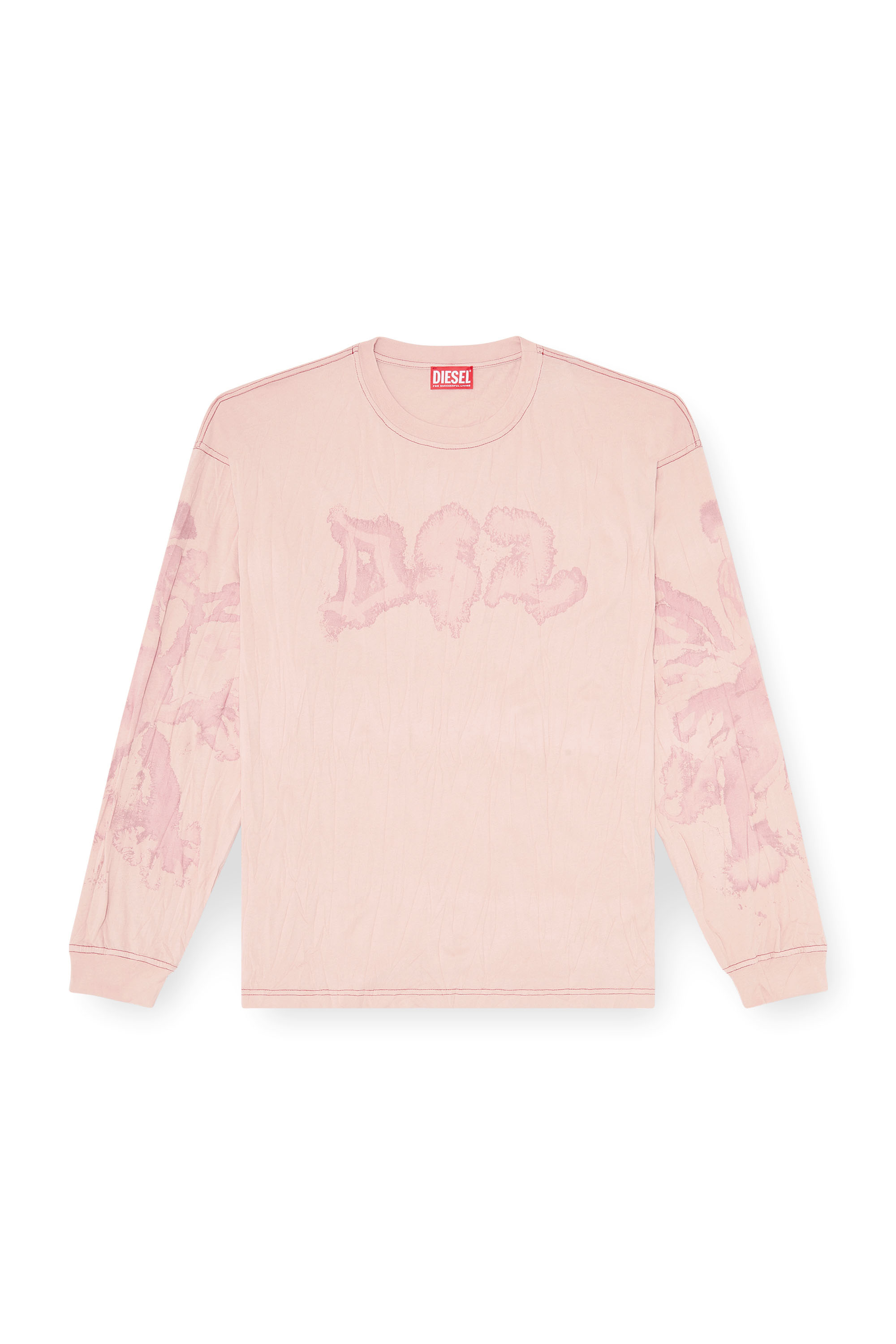 Diesel - T-BOXT-LS-AA4, Camiseta relaxed de manga larga con estampado irregular Hombre in Rosa - 2