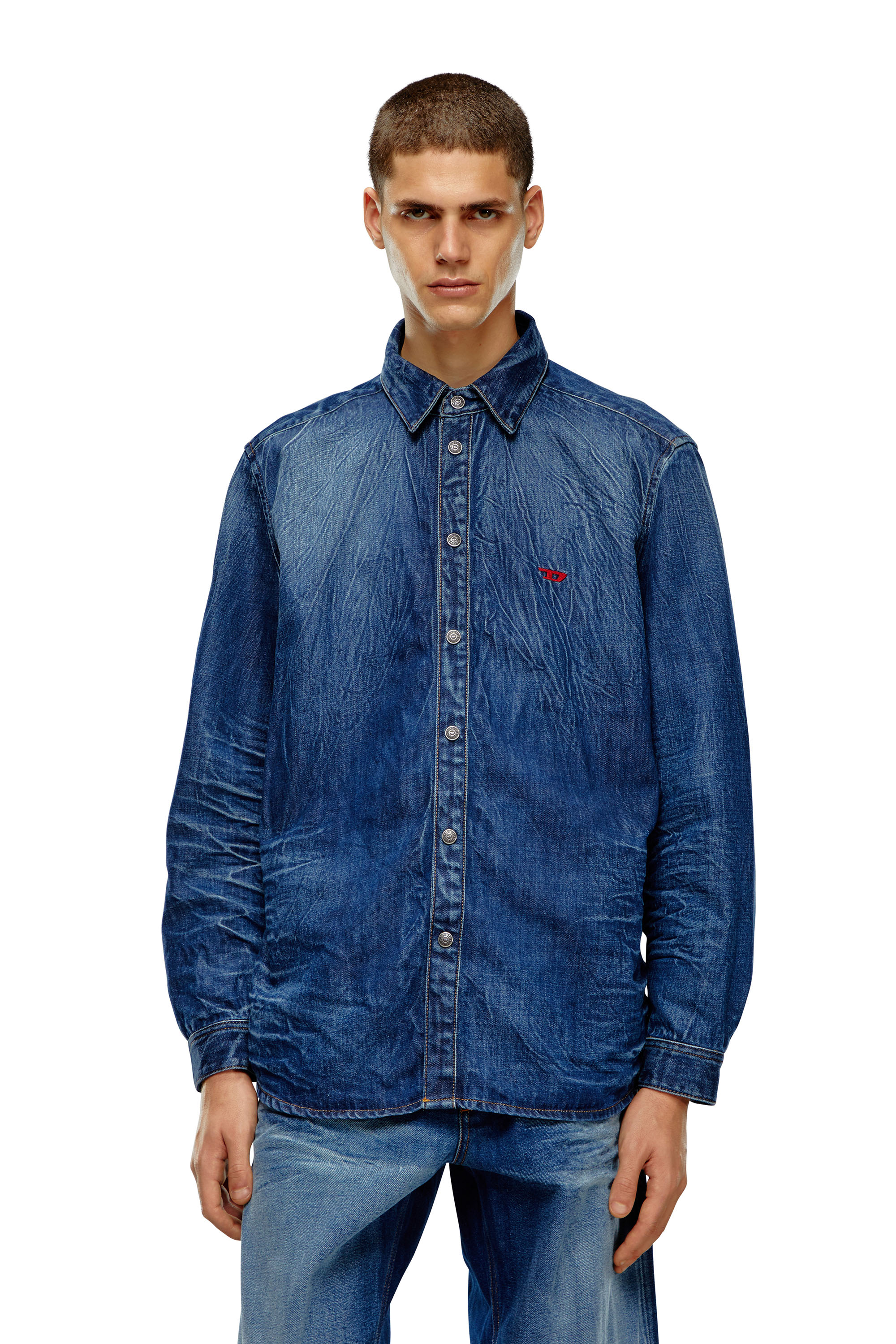 AMERI UPSIDE DOWN DENIM SHIRT デニム シャツ NTN - 【ラスト1点】ASCENT DENIM SHIRT / デニムシャツ