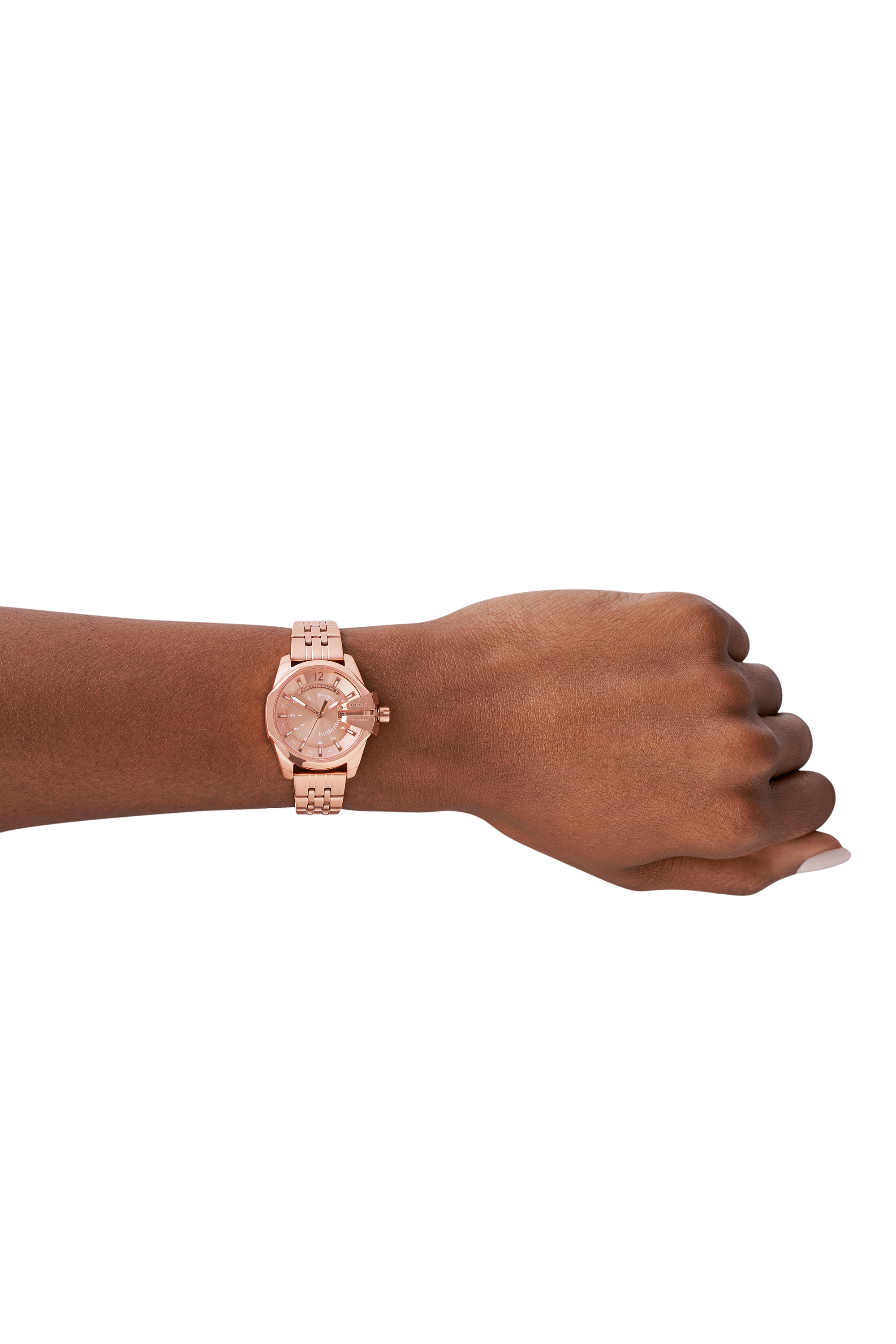 DZ5602 Woman: Baby Chief three-hand rose gold steel watch 