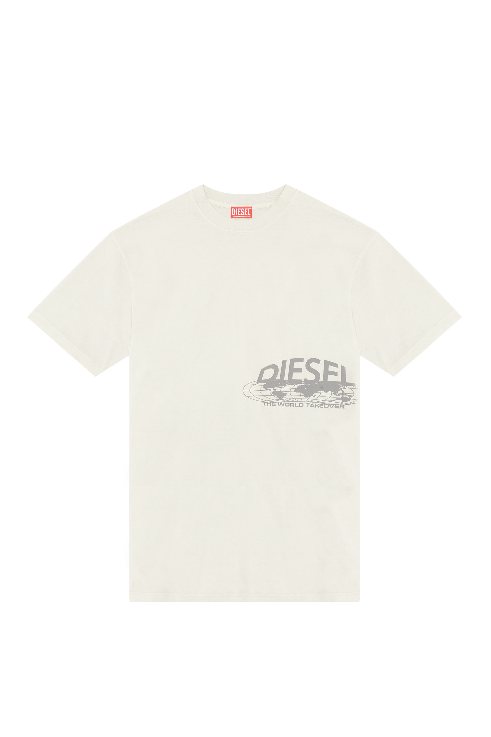Diesel - T-WASH-L5, Man's T-shirt with Diesel world prints in White - 2