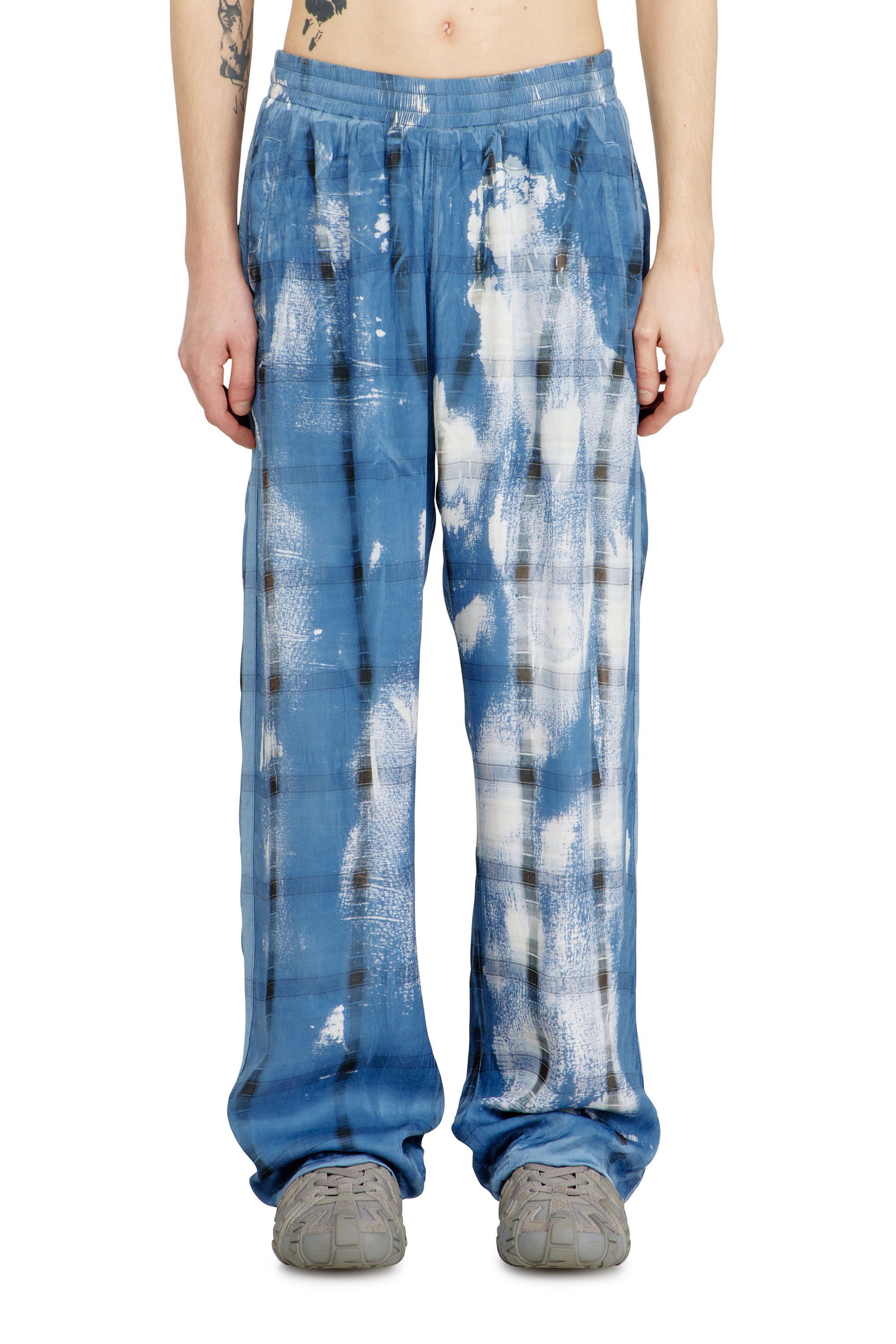 Diesel - P-OLLY, Pantalon de surv&ecirc;tement &agrave; effet rayons X &agrave; carreaux Homme in Bleu - 1