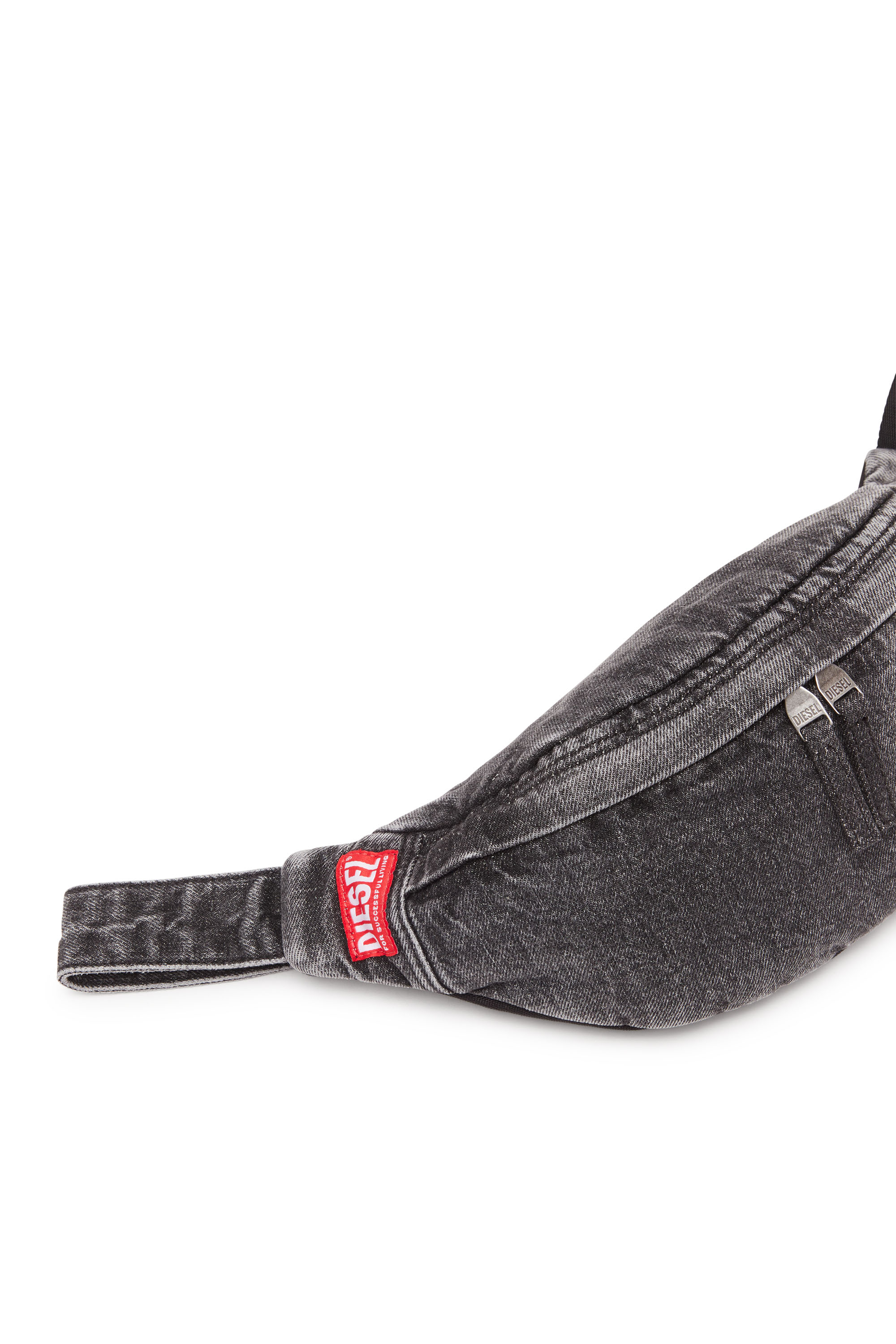 Diesel - RAVE BELTBAG X, Man's Rave Beltbag X - Belt bag in faded denim in Black - 5