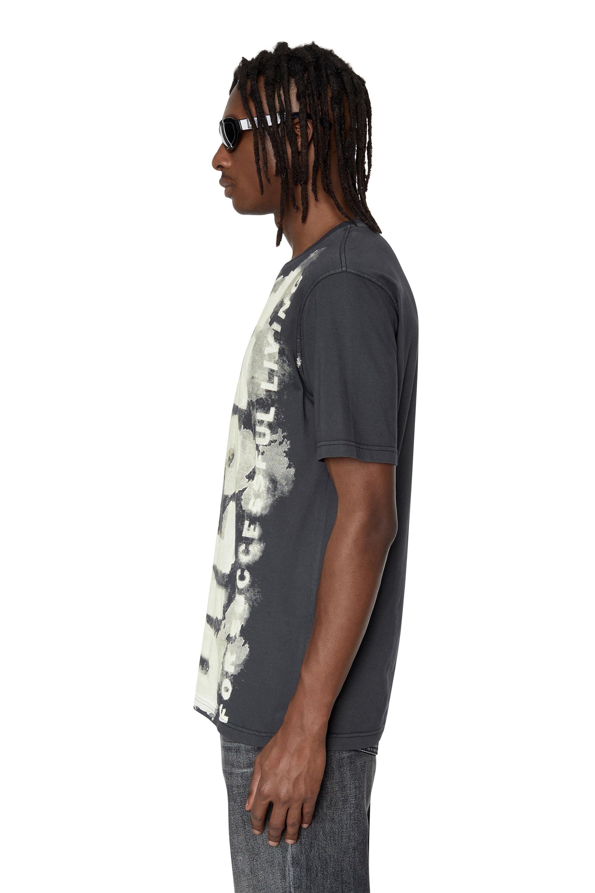 Diesel - T-JUST-E16, Man's T-shirt with bleeding logo print in Dark grey - 6