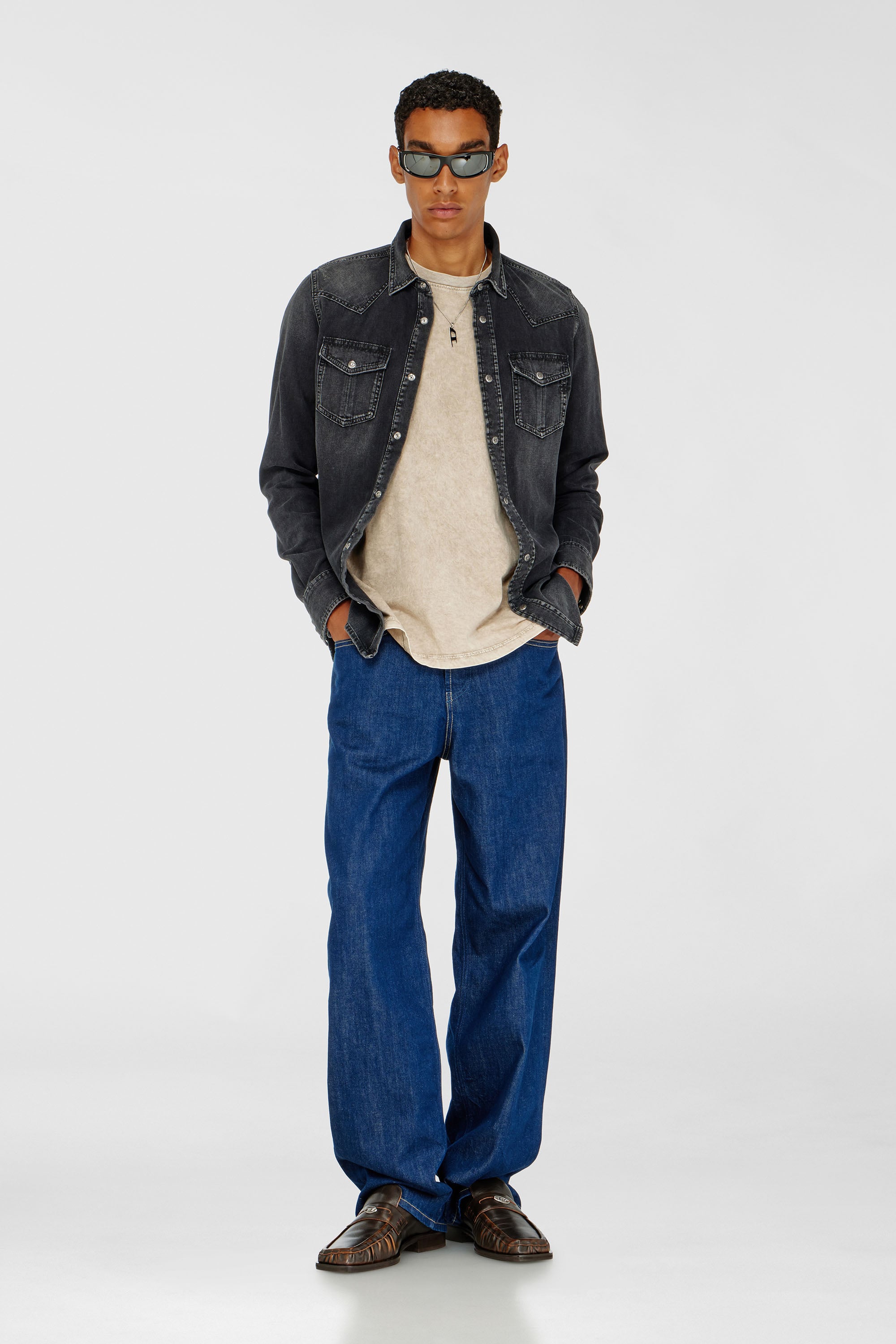 Diesel - D-VEGA, Man's Denim overshirt in Black - 1