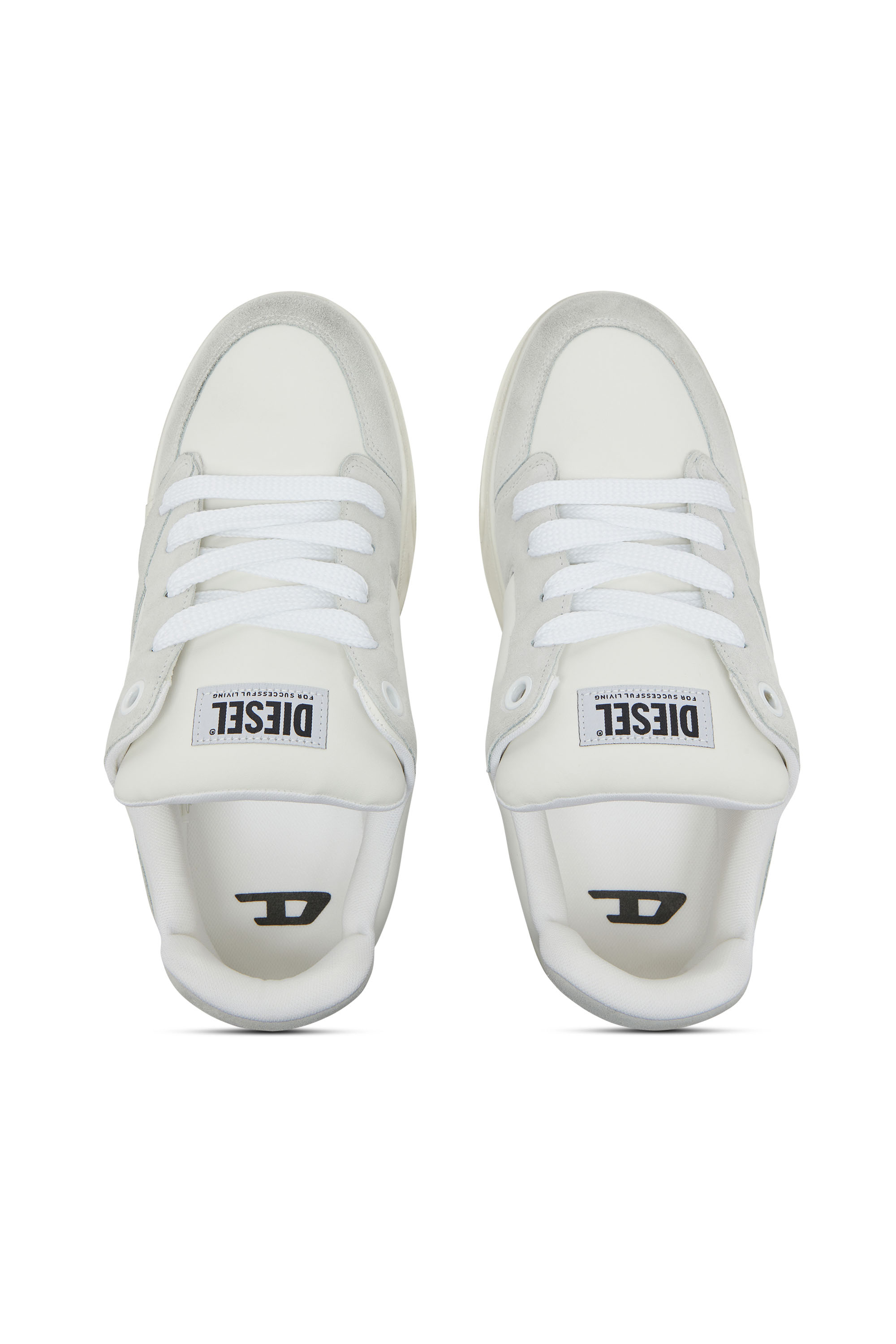 Diesel - S-D-OLLIE LOW, S-D-Ollie - Zapatillas desgastadas de piel y ante Hombre in Blanco - 4