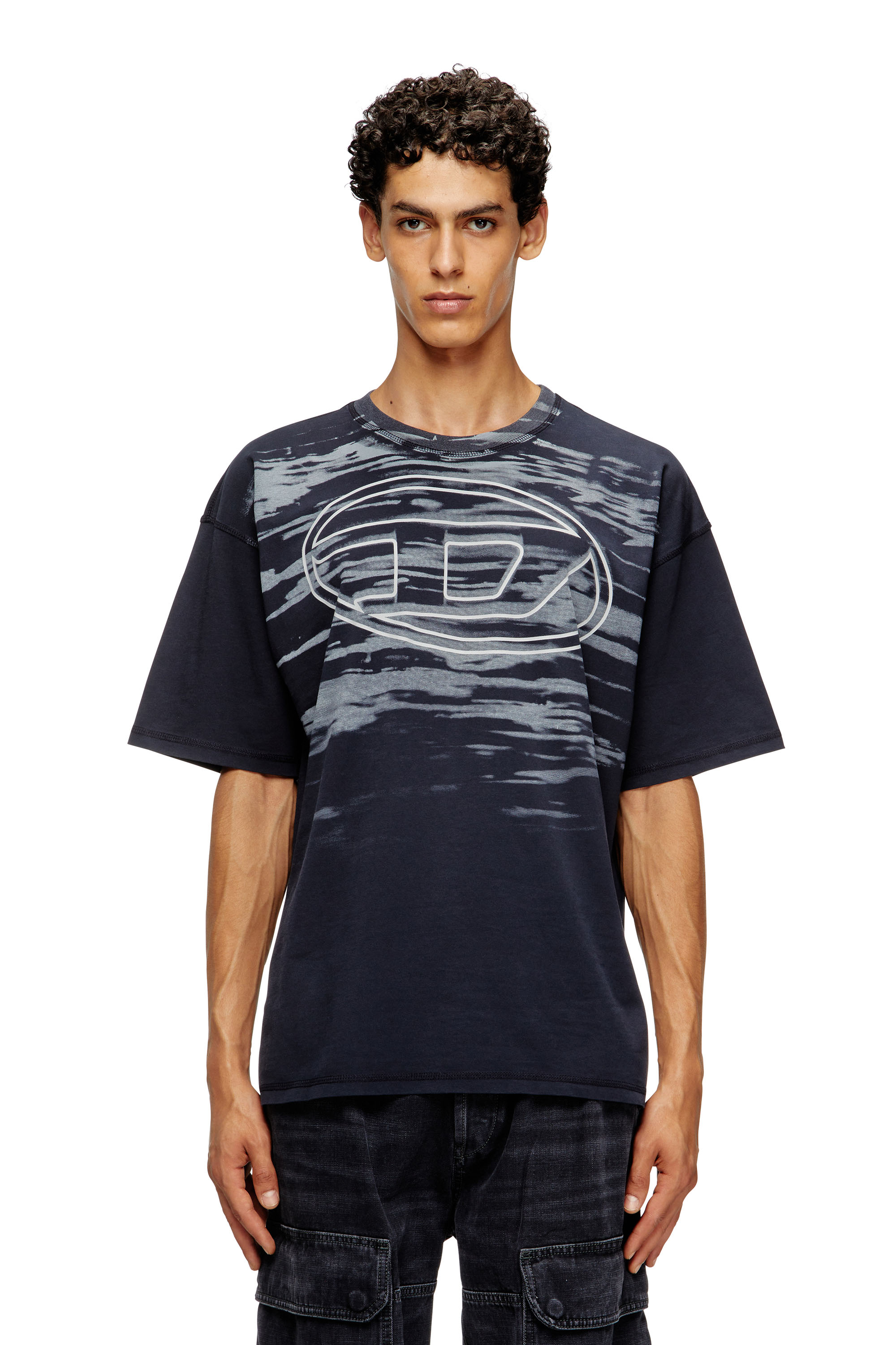 Diesel - T-BOXT-T5, T-shirt en coton avec imprimé Oval D Homme in Bleu - 3