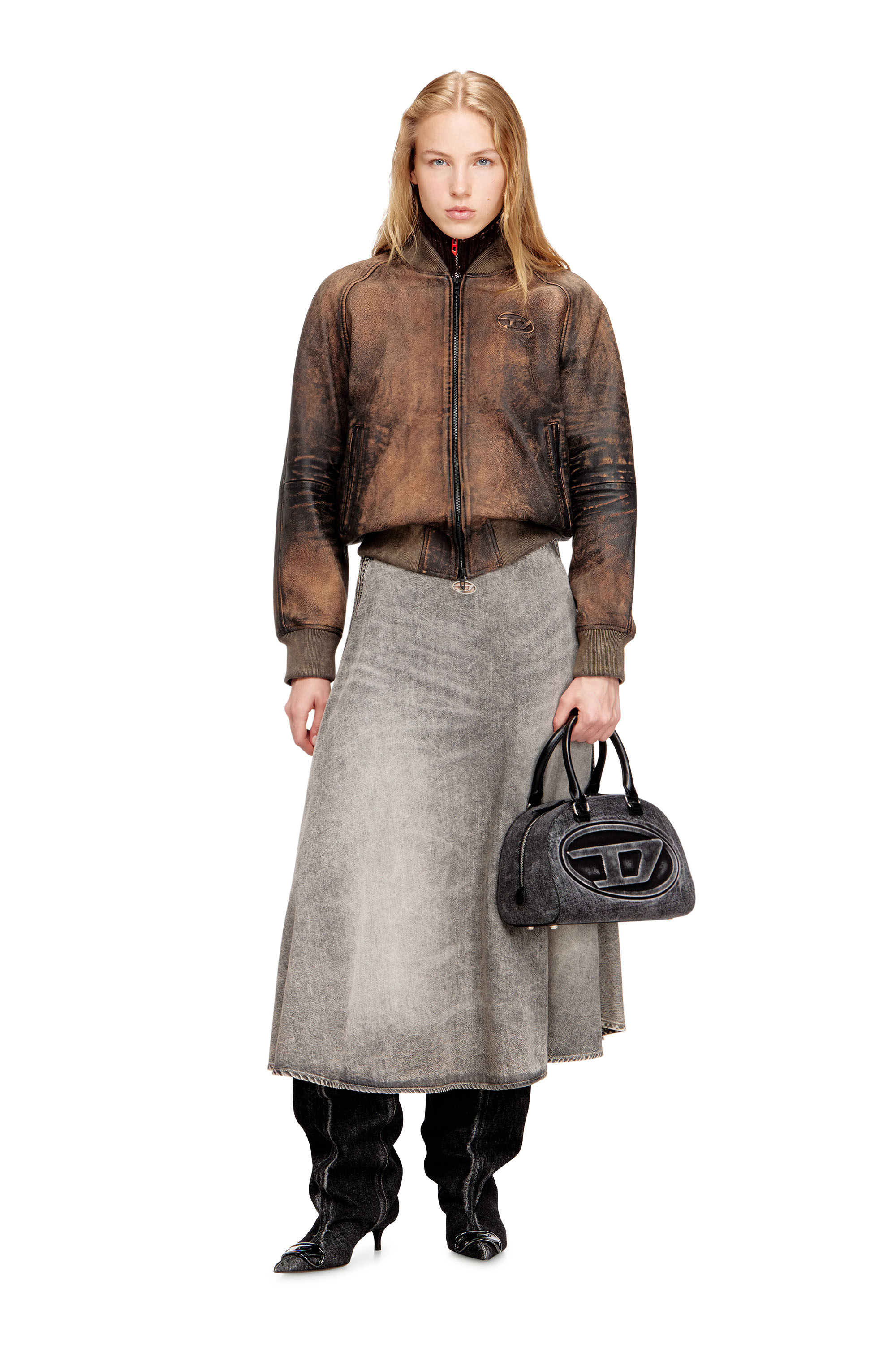 Diesel - L-COBB-FEM, Blouson aviateur en cuir vieilli Femme in ToBeDefined - 1