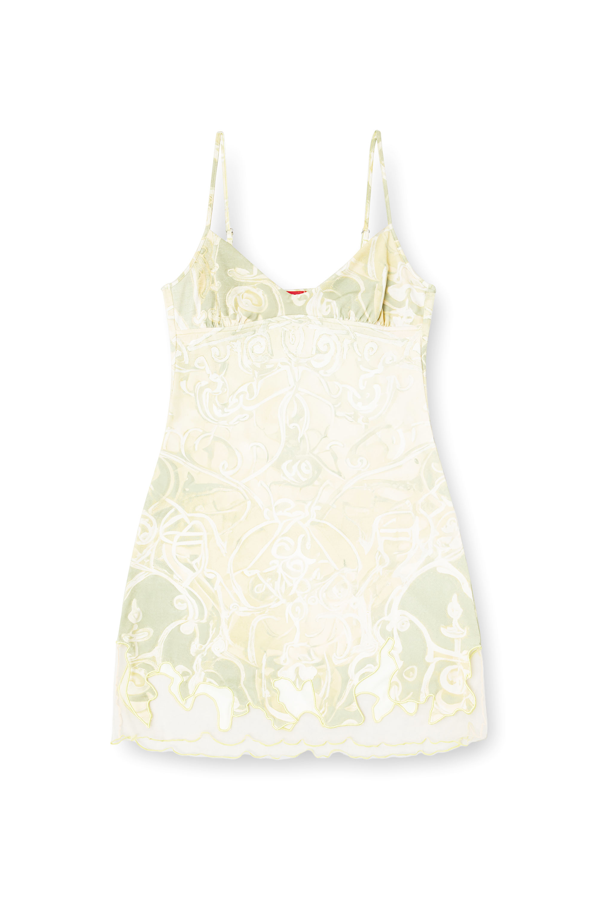 Diesel - D-INLAY, Female's Nylon mini dress with Heraldic print in Green - 3