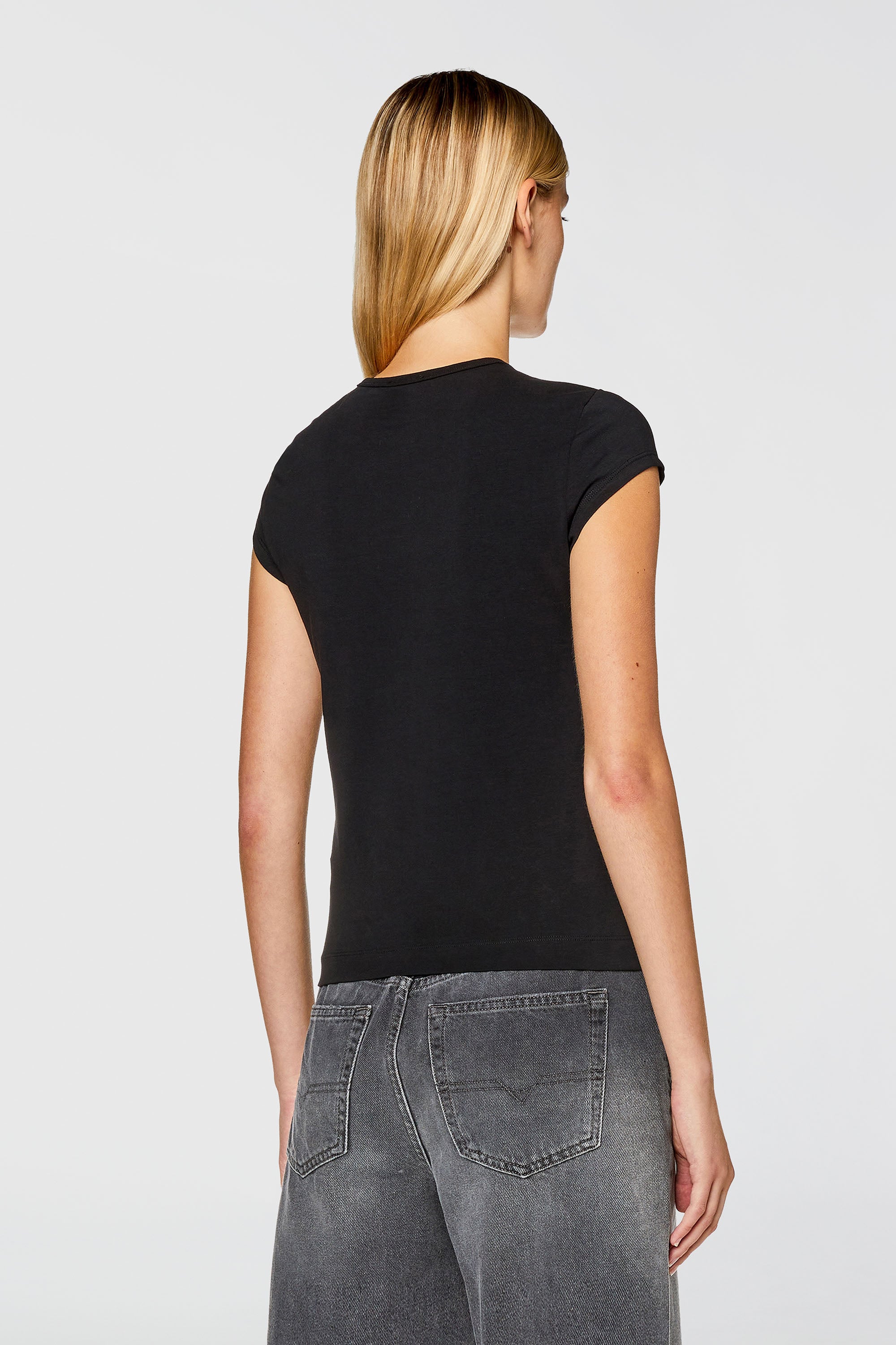 Diesel - T-ANGIE, Camiseta con logotipo cuc&uacute; Mujer in Negro - 4